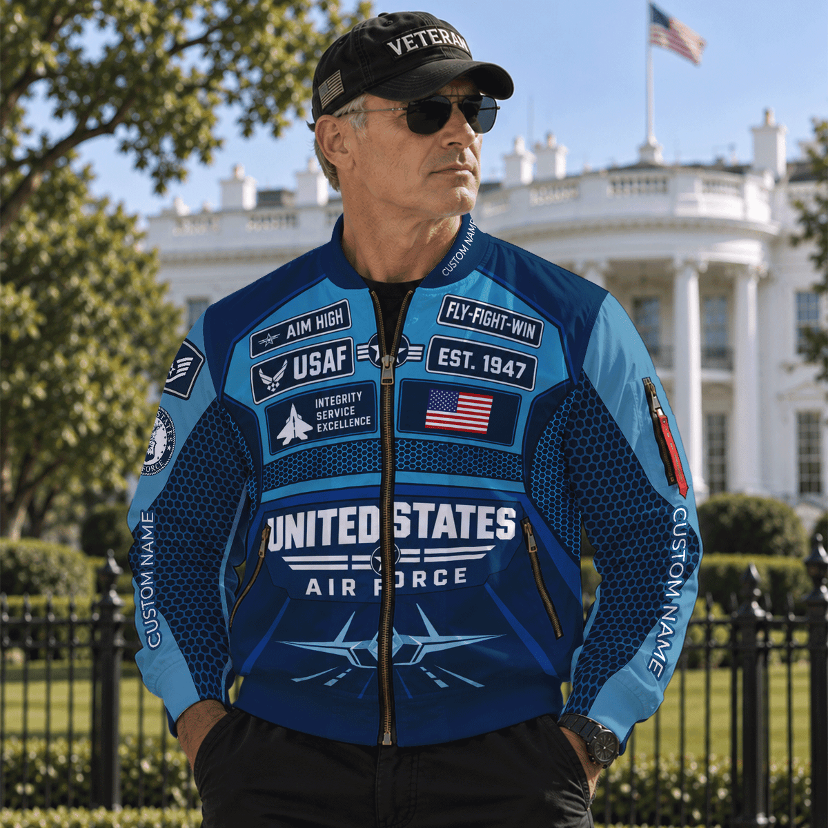 Custom USAF Bomber Jacket Personalized Military Rank Name Airman Gift