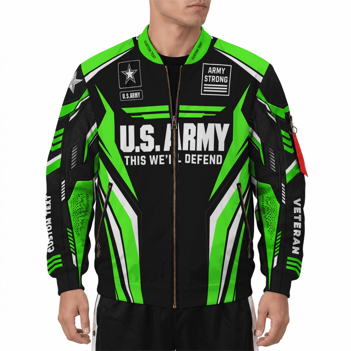 U.S. Army Custom Rank Bomber Jacket Personalized Veteran Service Apparel