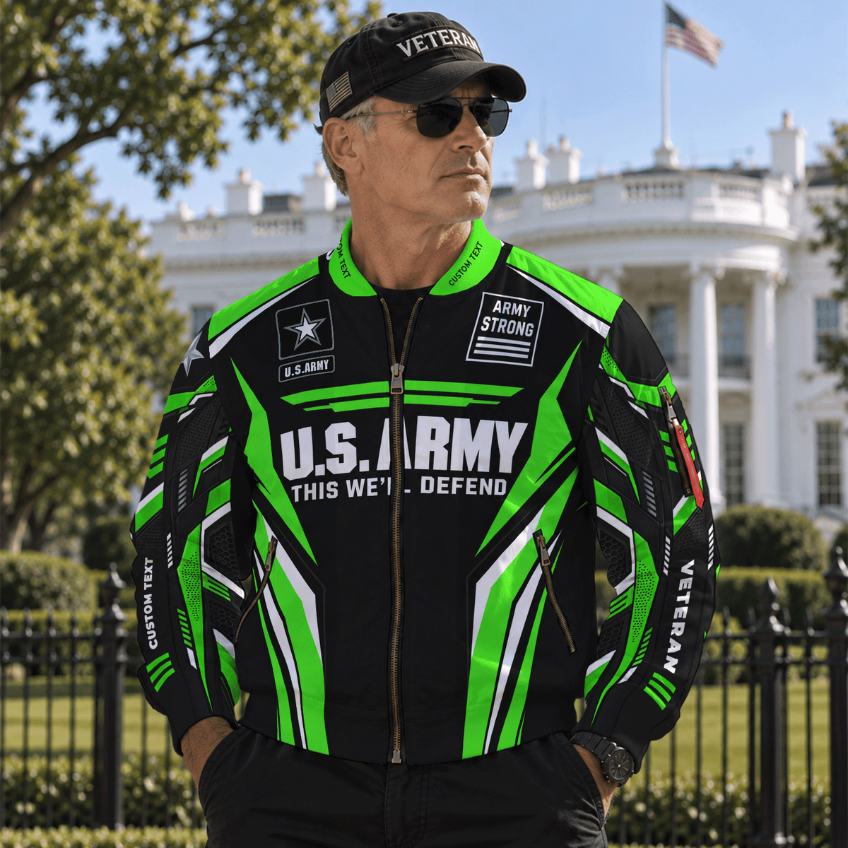 U.S. Army Custom Rank Bomber Jacket Personalized Veteran Service Apparel