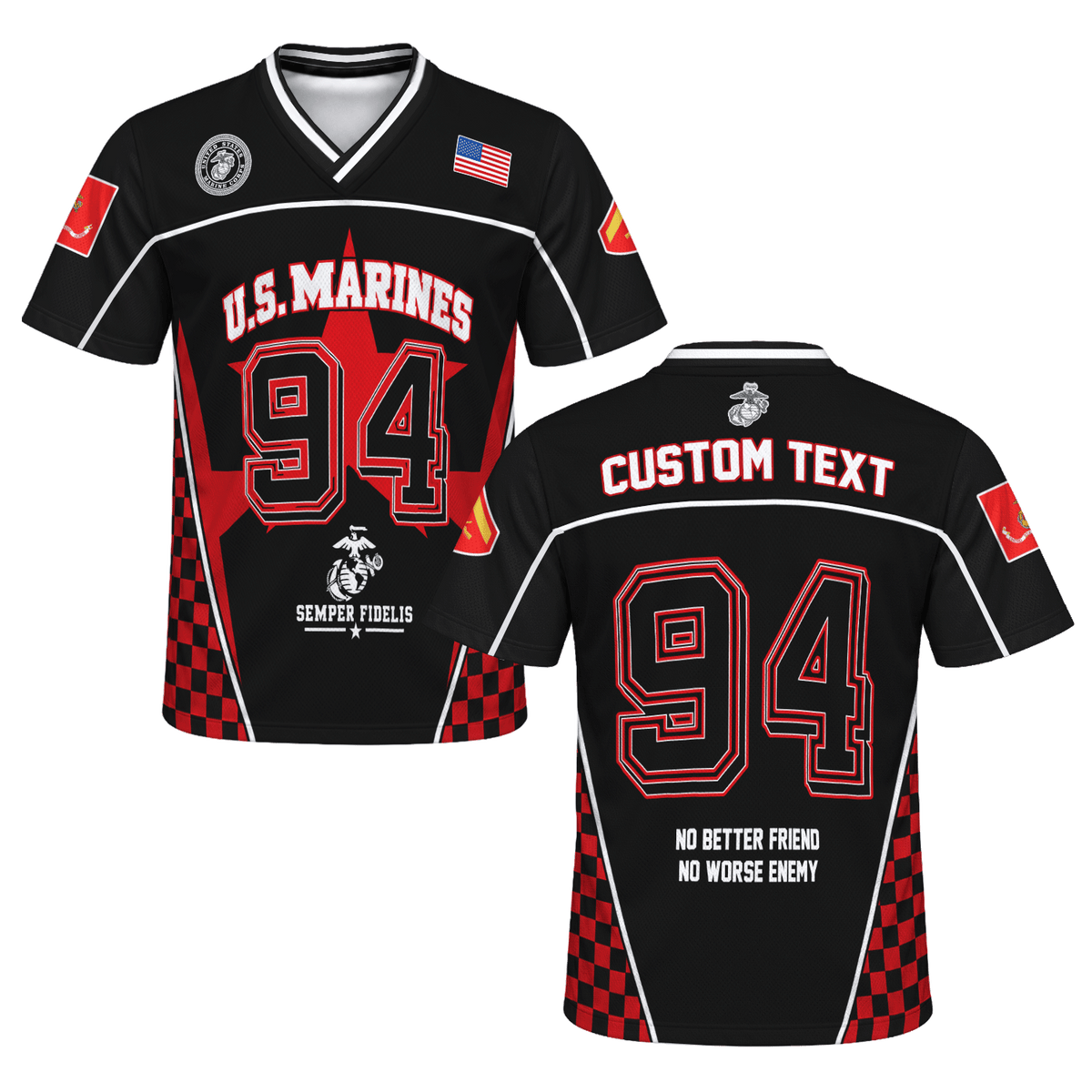 Personalized Marine Corps Sports Jersey Custom Rank Number and Text
