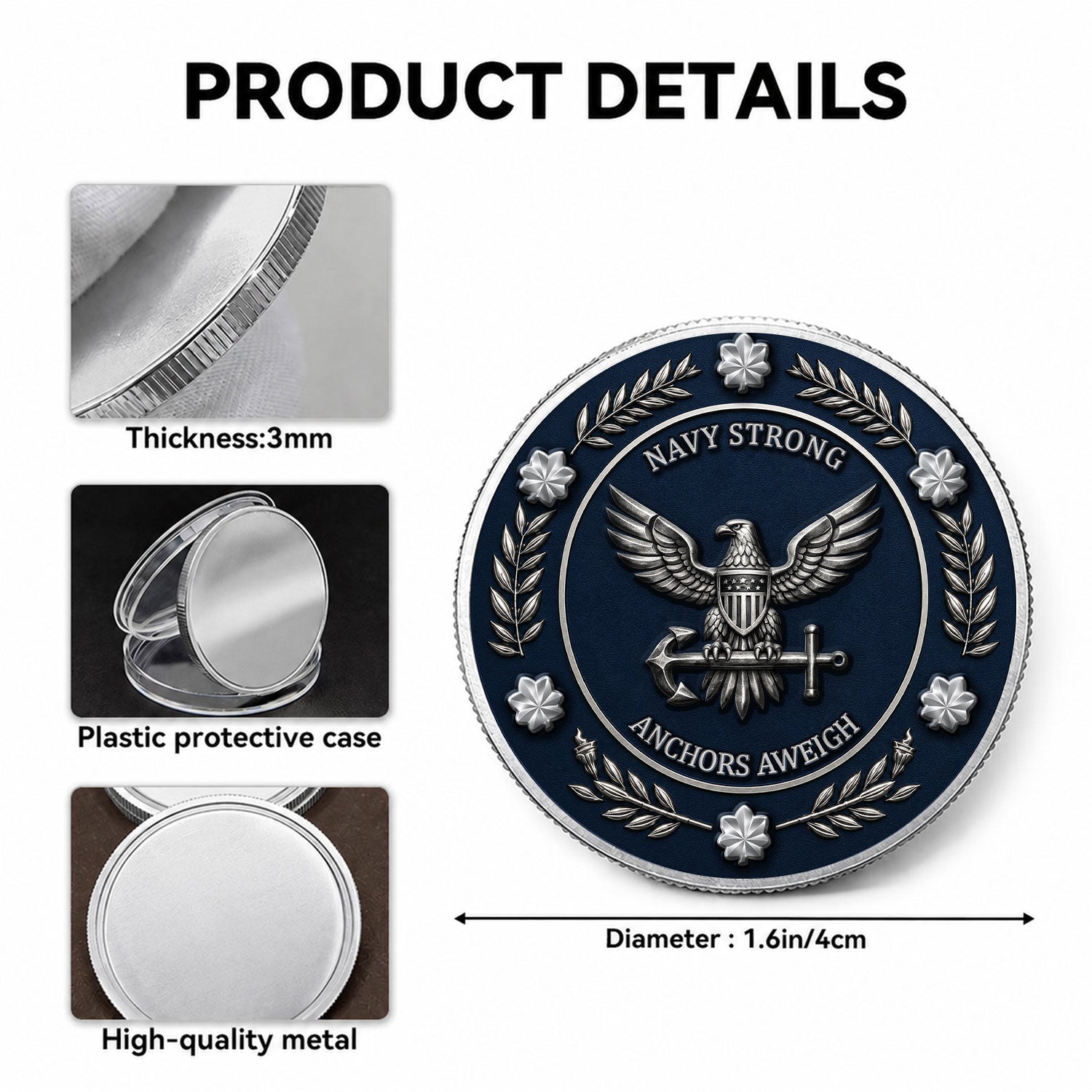 Custom Navy Sailor Rank Name 3D Challenge Coin Keepsake