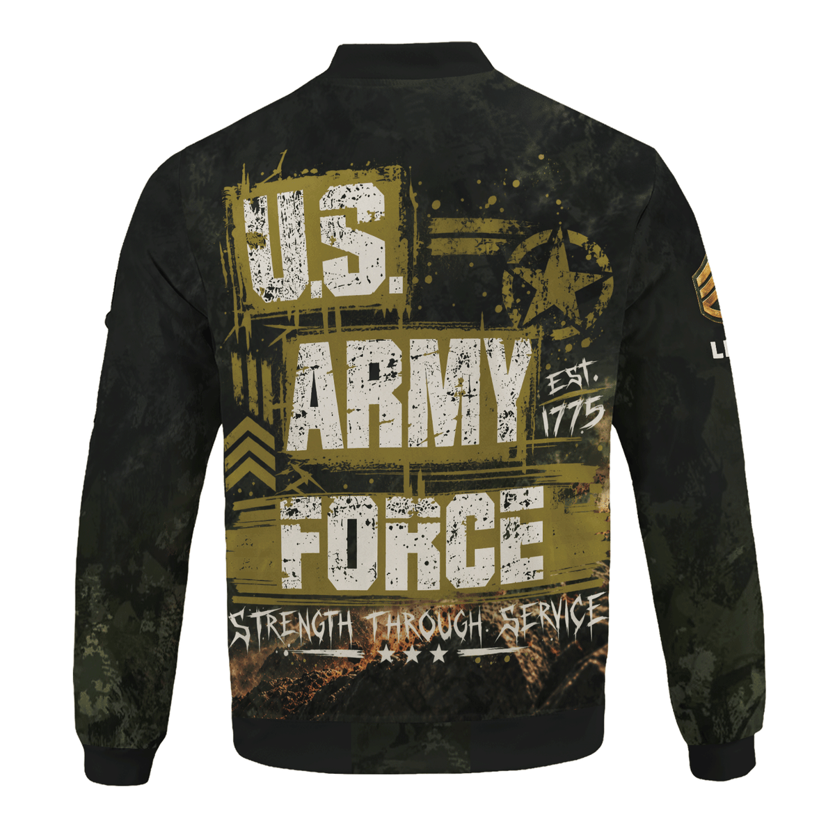 U.S. Army Military Bomber Jacket Custom Rank Name Personalized for Veterans