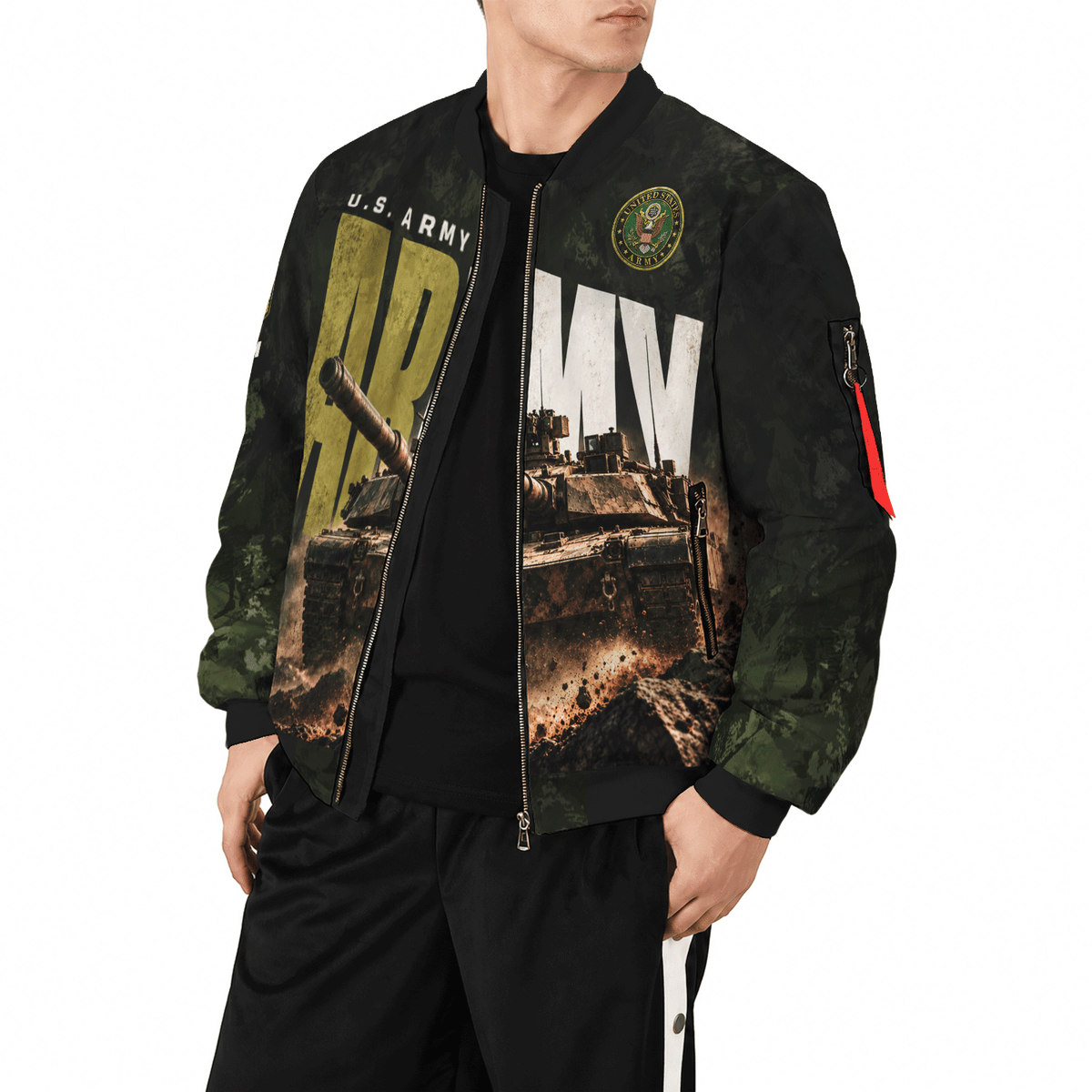 U.S. Army Military Bomber Jacket Custom Rank Name Personalized for Veterans