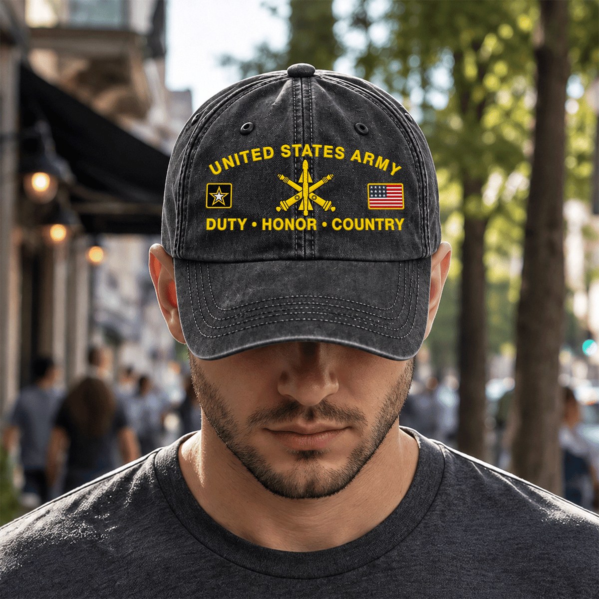 Personalized Army Veteran Embroidered Cap Custom Military Rank and Text
