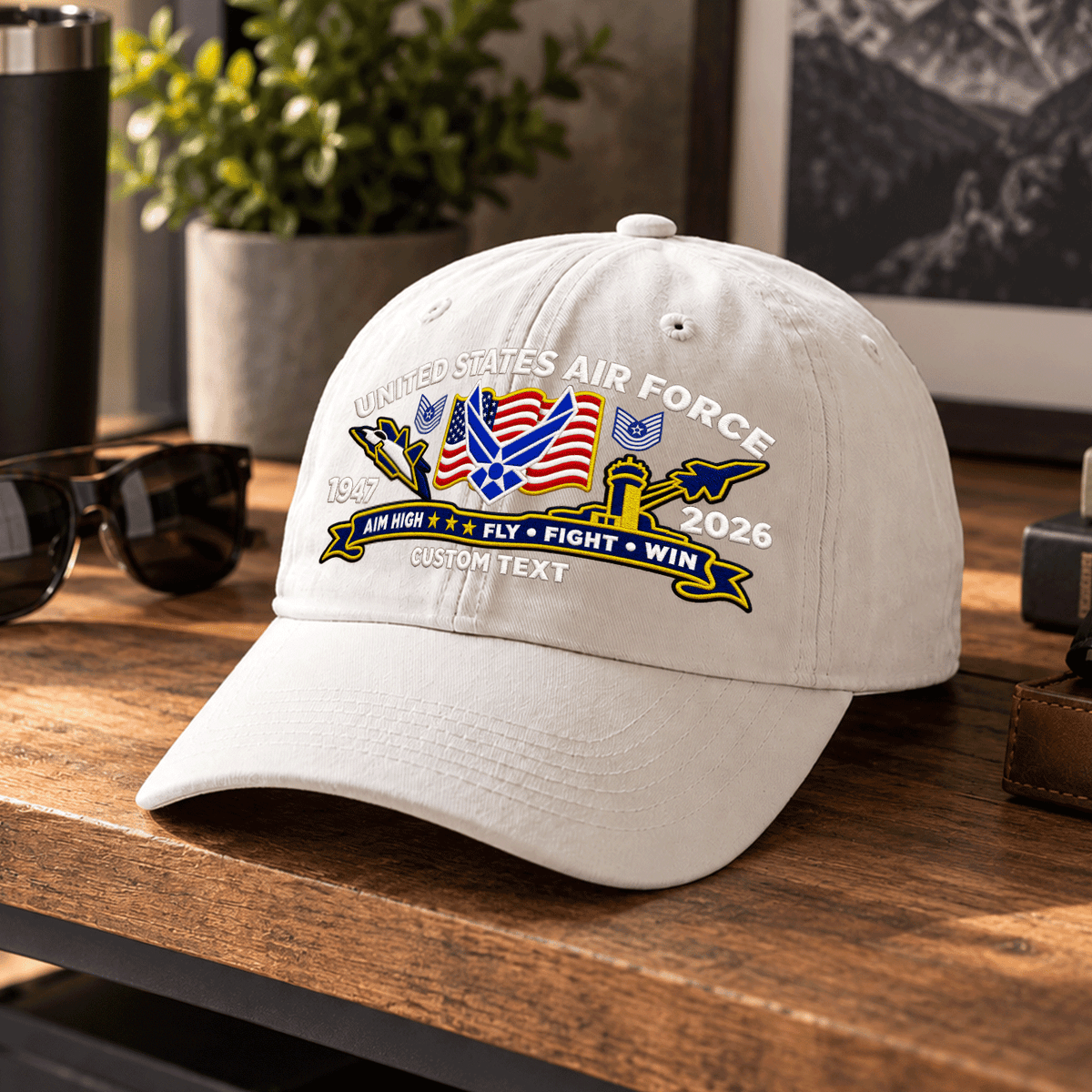 Personalized U.S. Air Force Cotton Cap Custom Rank and Text