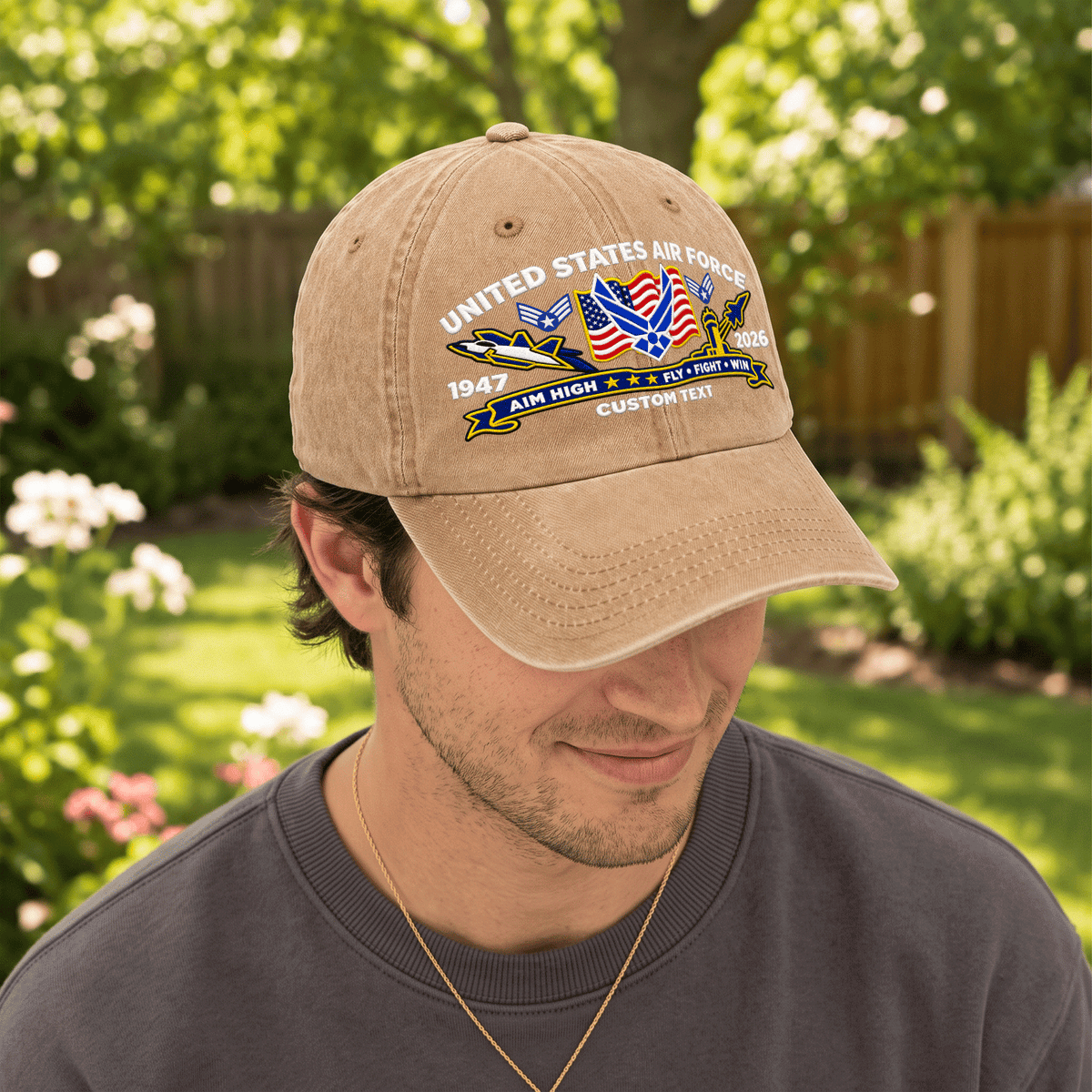 Personalized U.S. Air Force Cotton Cap Custom Rank and Text