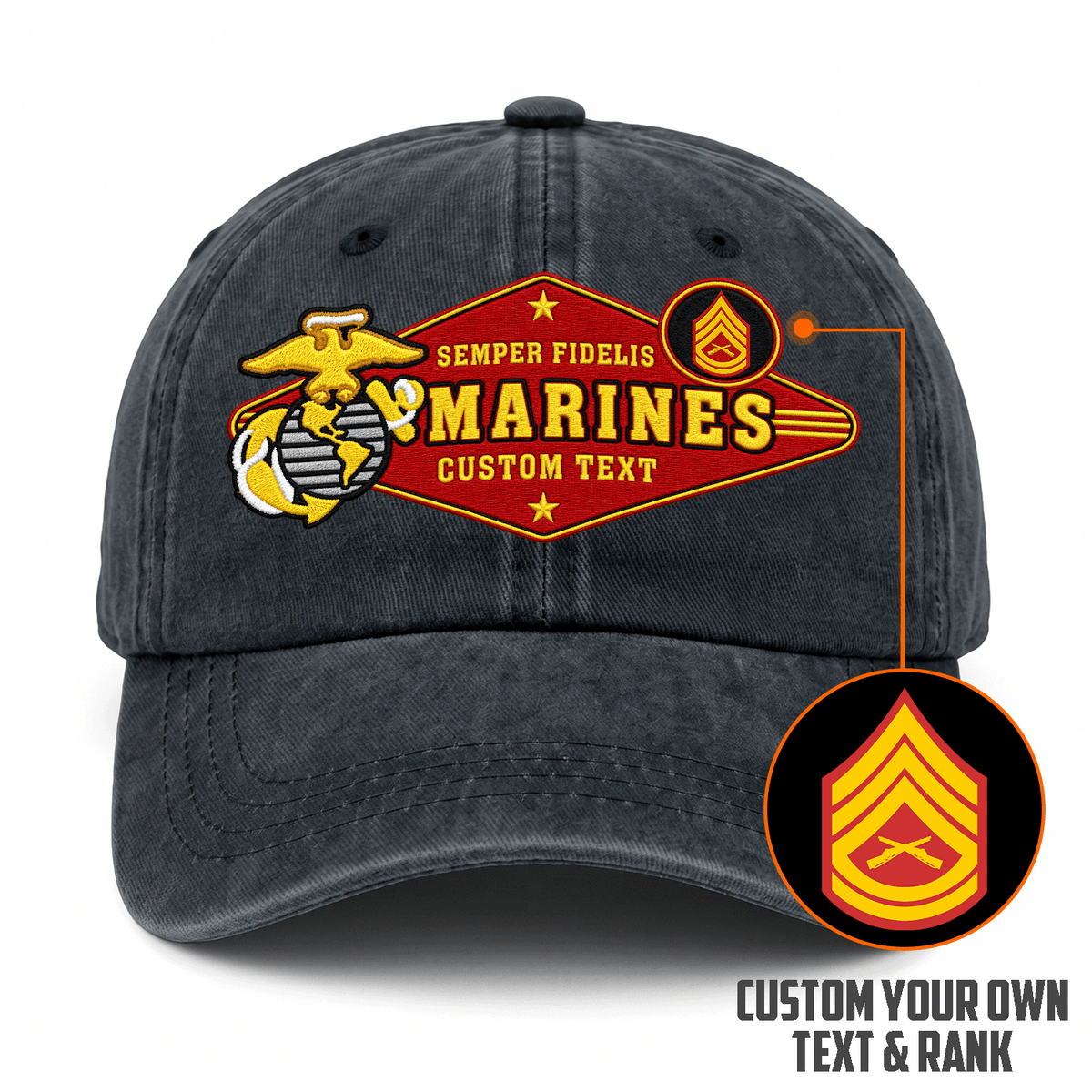Custom U.S. Marine Corps Cotton Hat Personalized Rank and Name