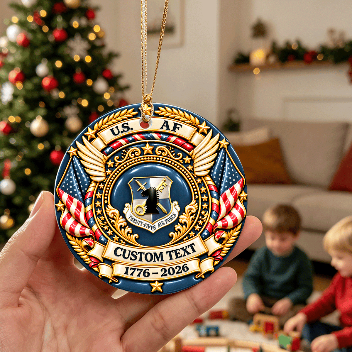 USMC 3D Relief Ornament Custom Rank and Personalized Text