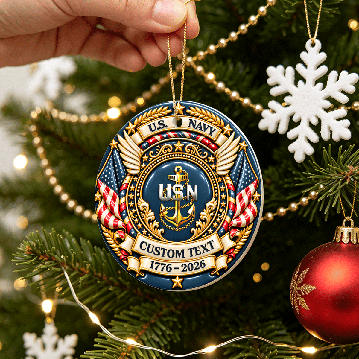 U.S. Air Force 3D Relief Ornament Custom Military Rank and Custom Text