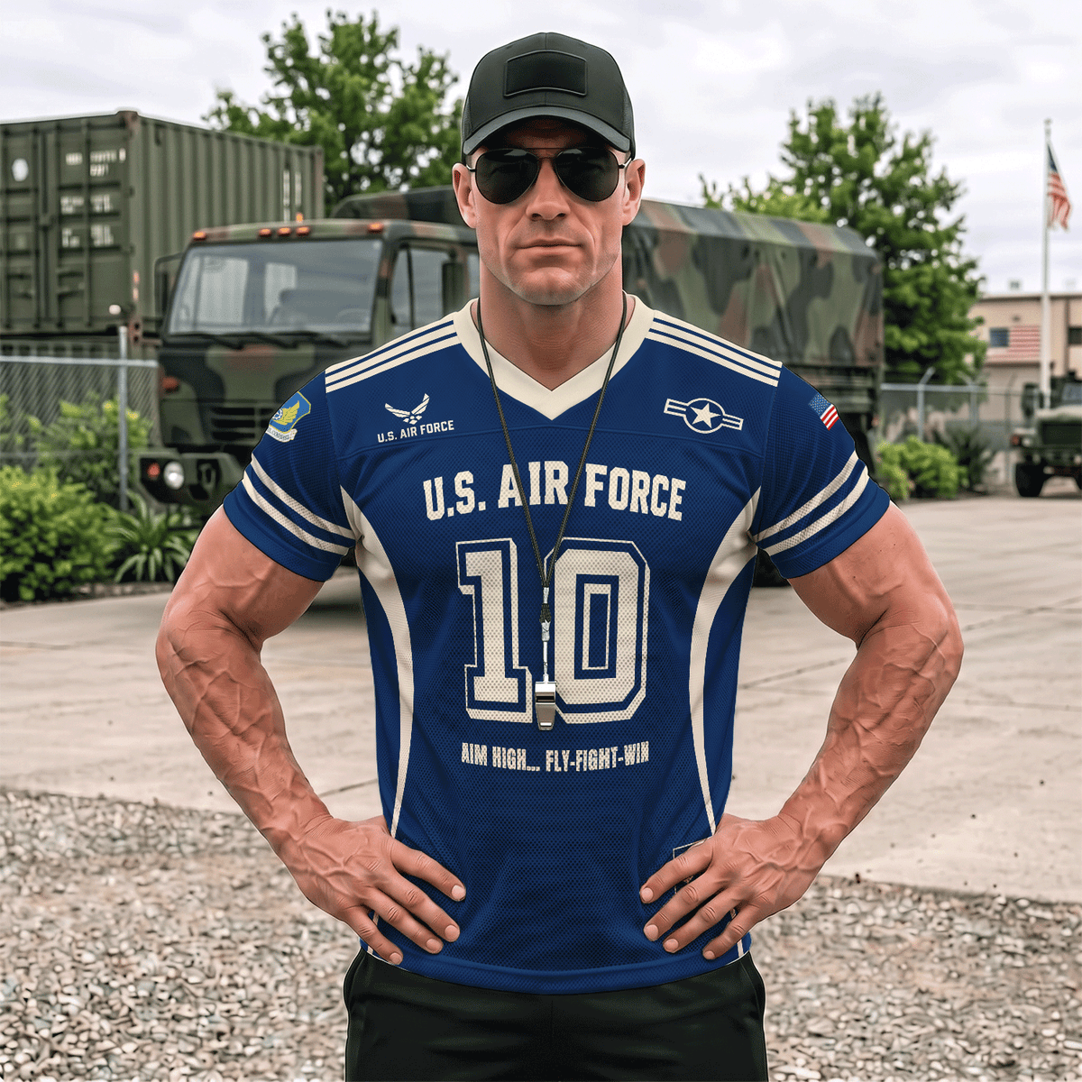 U.S. Air Force Military Jersey Custom Rank Name Text and Number