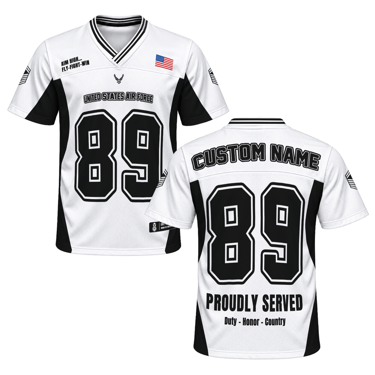 Custom USAF Sports Jersey Personalized Rank Text and Jersey Number