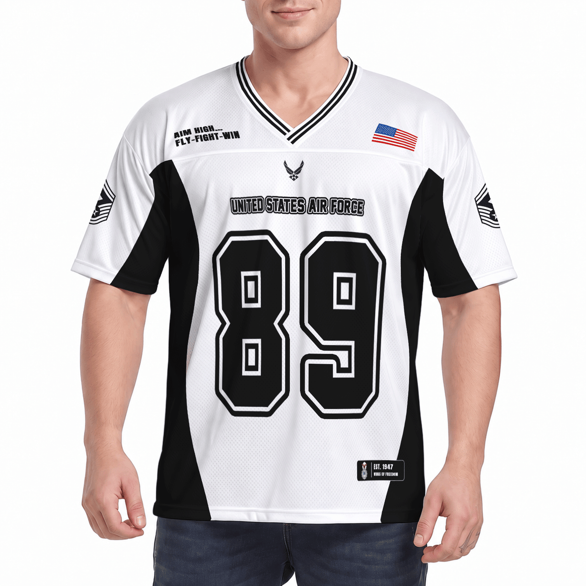 Custom USAF Sports Jersey Personalized Rank Text and Jersey Number