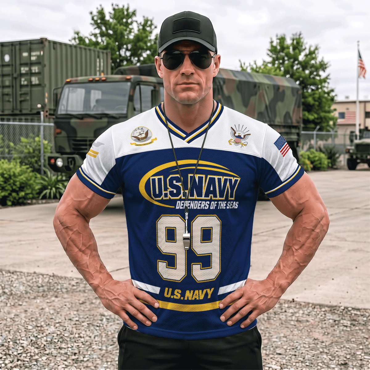 U.S. Navy Military Jersey Custom Rank Name Text and Number
