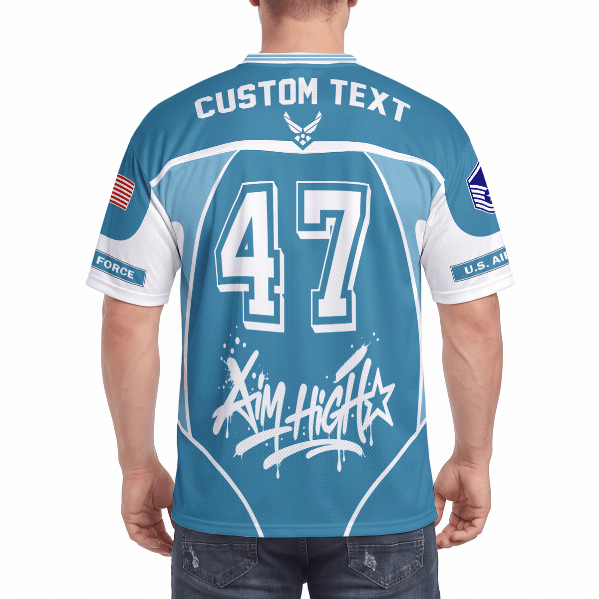 Personalized Air Force Veteran Jersey Custom Rank Number and Text