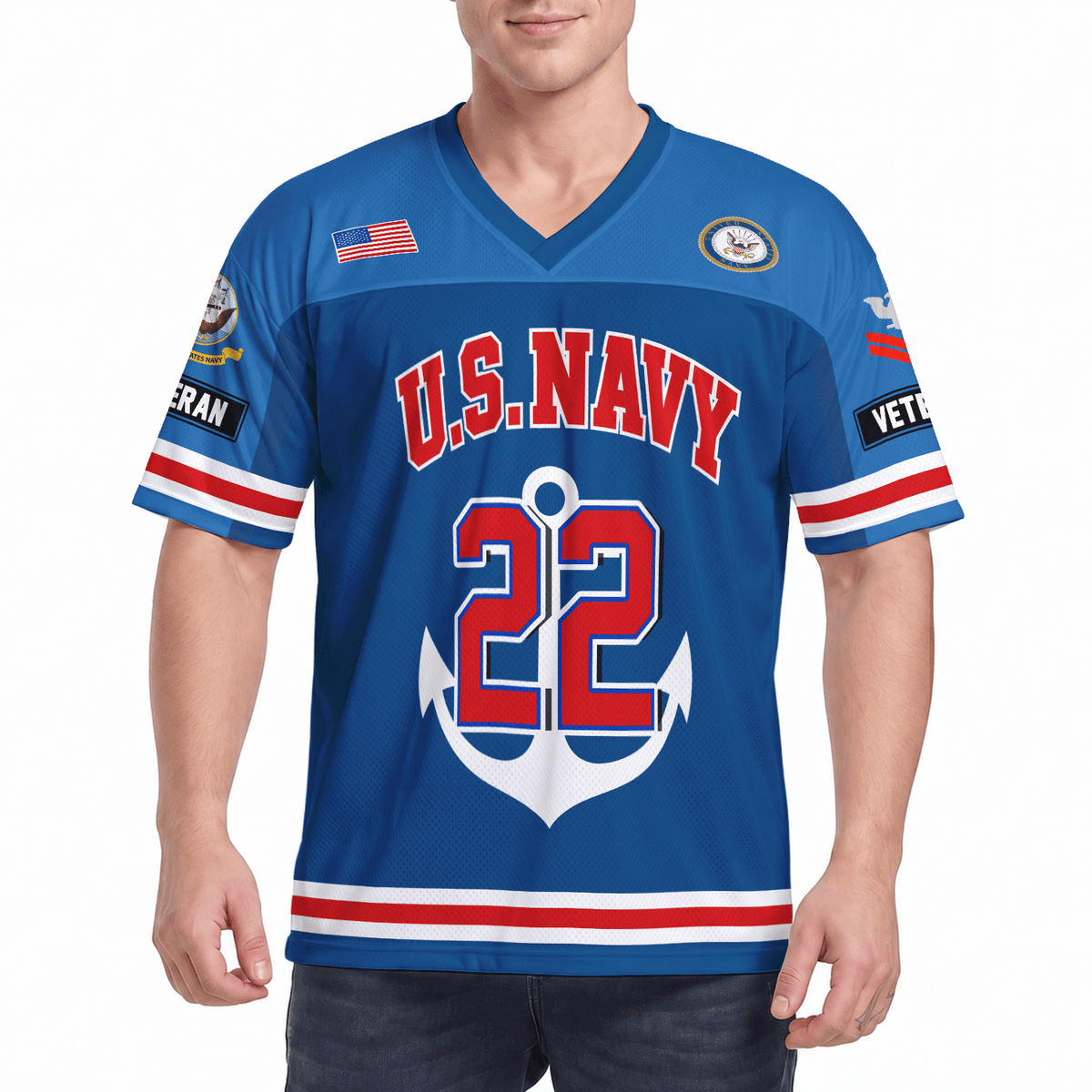 U.S. Navy Personalized Sports Jersey Custom Rank Text and Number