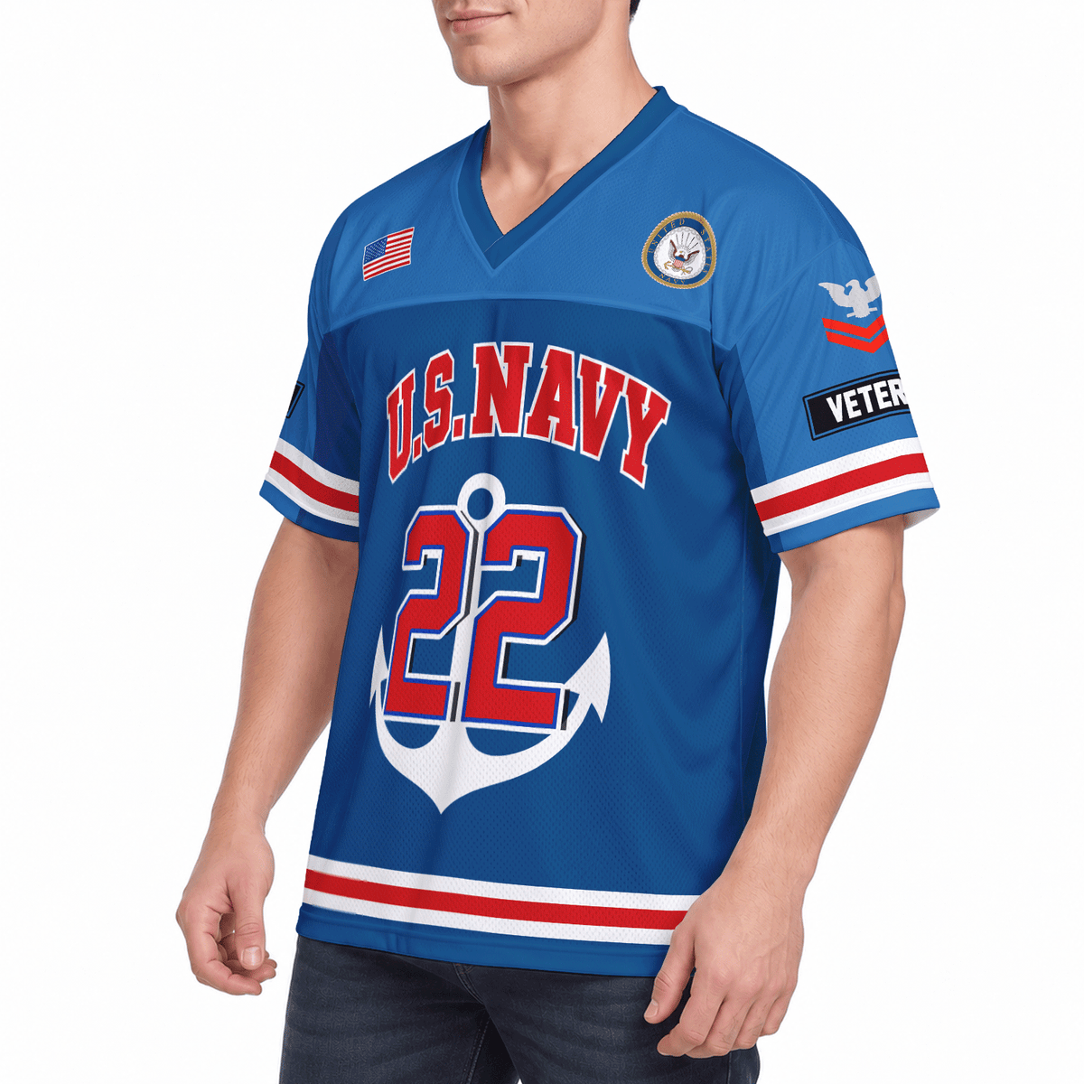U.S. Navy Personalized Sports Jersey Custom Rank Text and Number