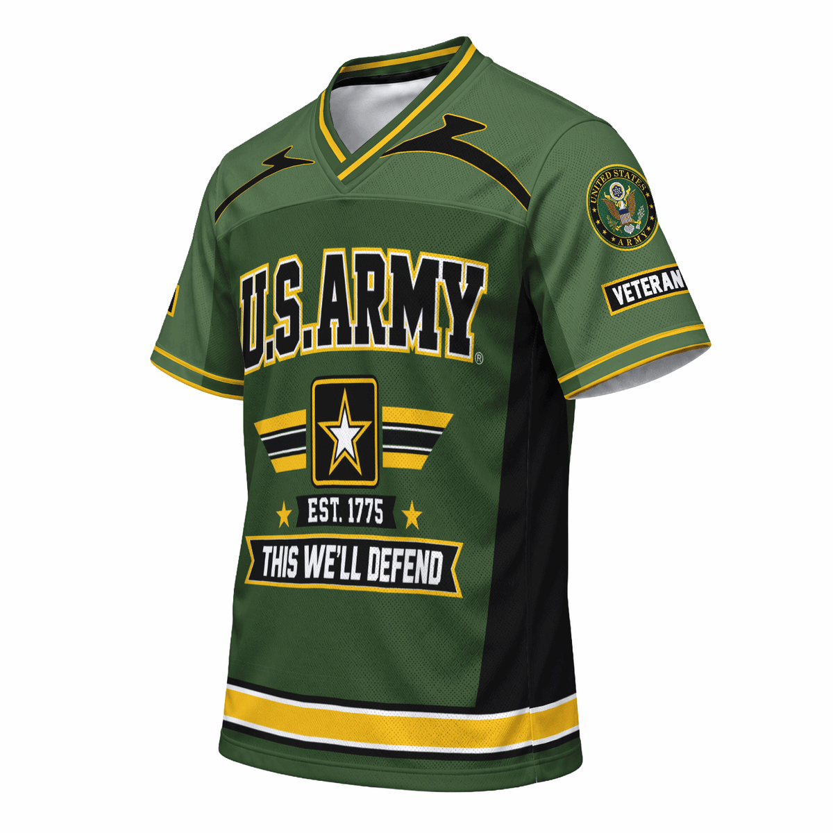 U.S. Army Veteran Jersey Personalized Military Rank and Custom Text