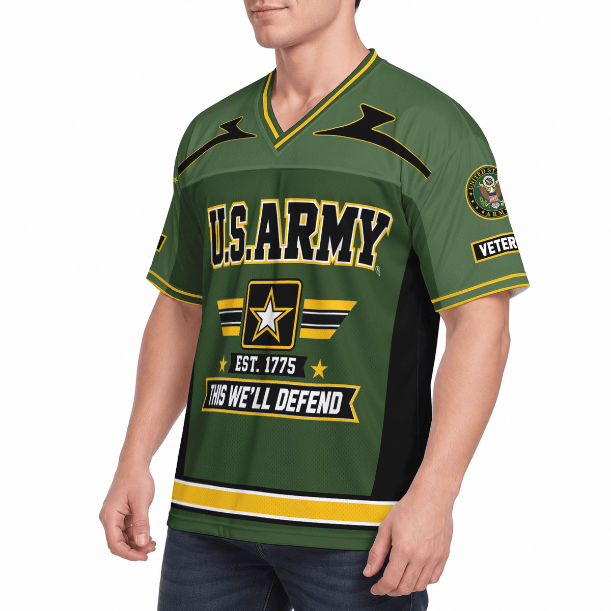 U.S. Army Veteran Jersey Personalized Military Rank and Custom Text