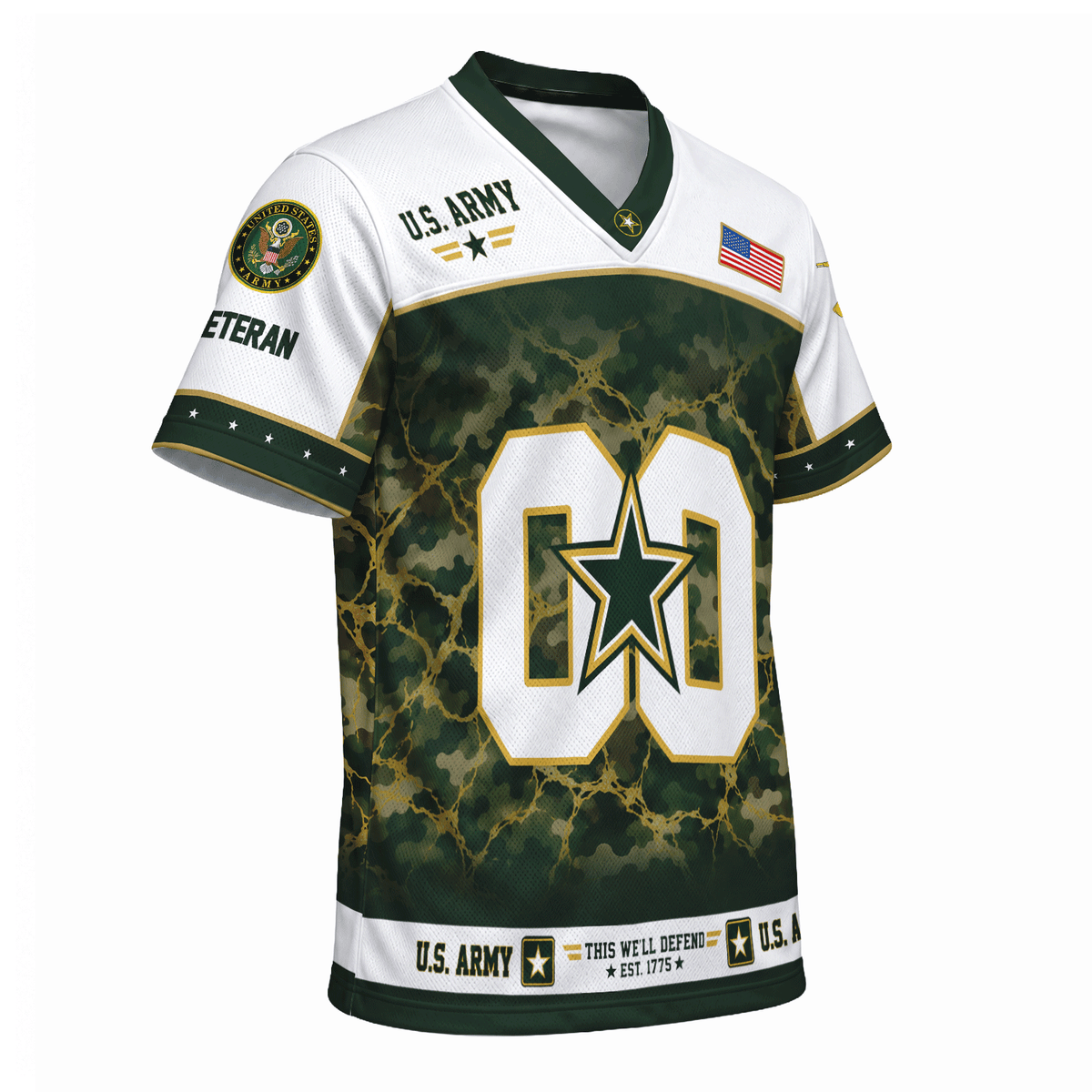 Personalized Army Jersey Custom Rank and Text Veteran Military Gift