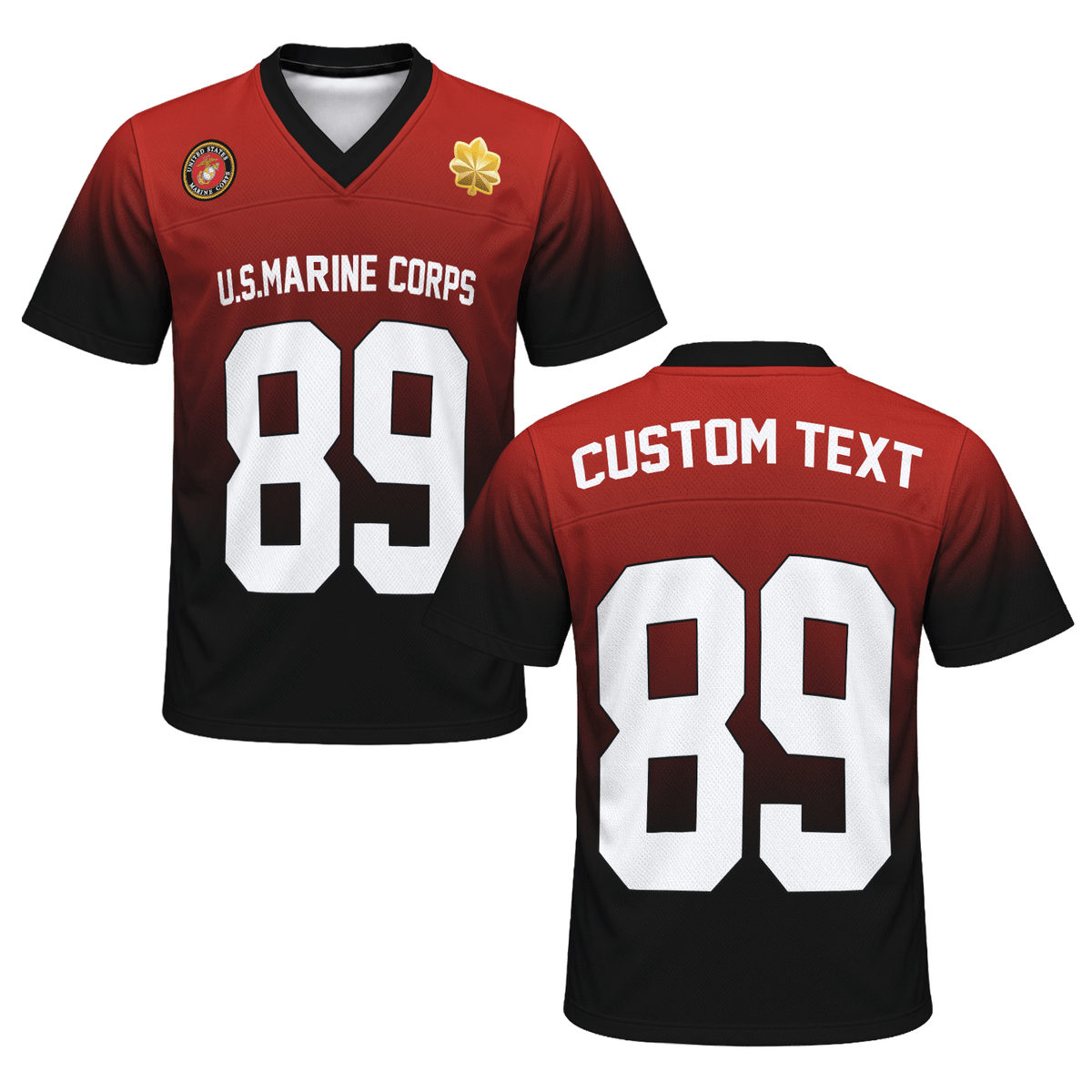 USMC Military Jersey Custom Rank Name Text and Personalized Number