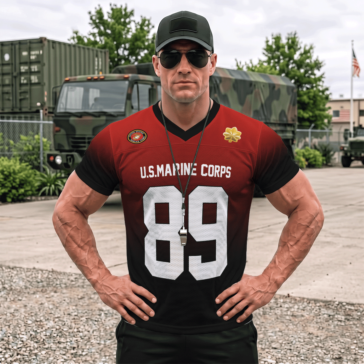 USMC Military Jersey Custom Rank Name Text and Personalized Number