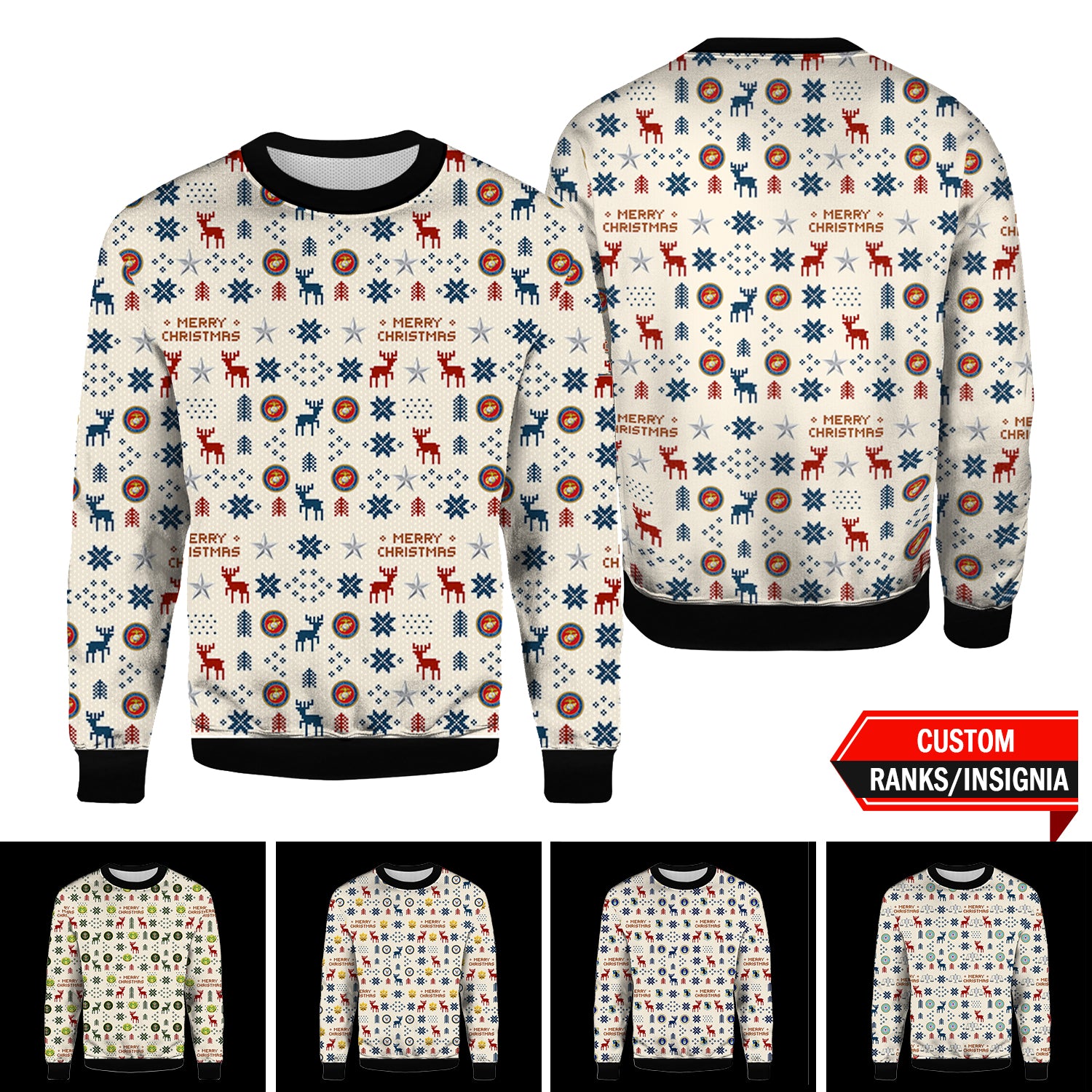 Custom US Military Ranks/Insignia 3D Ugly Sweater