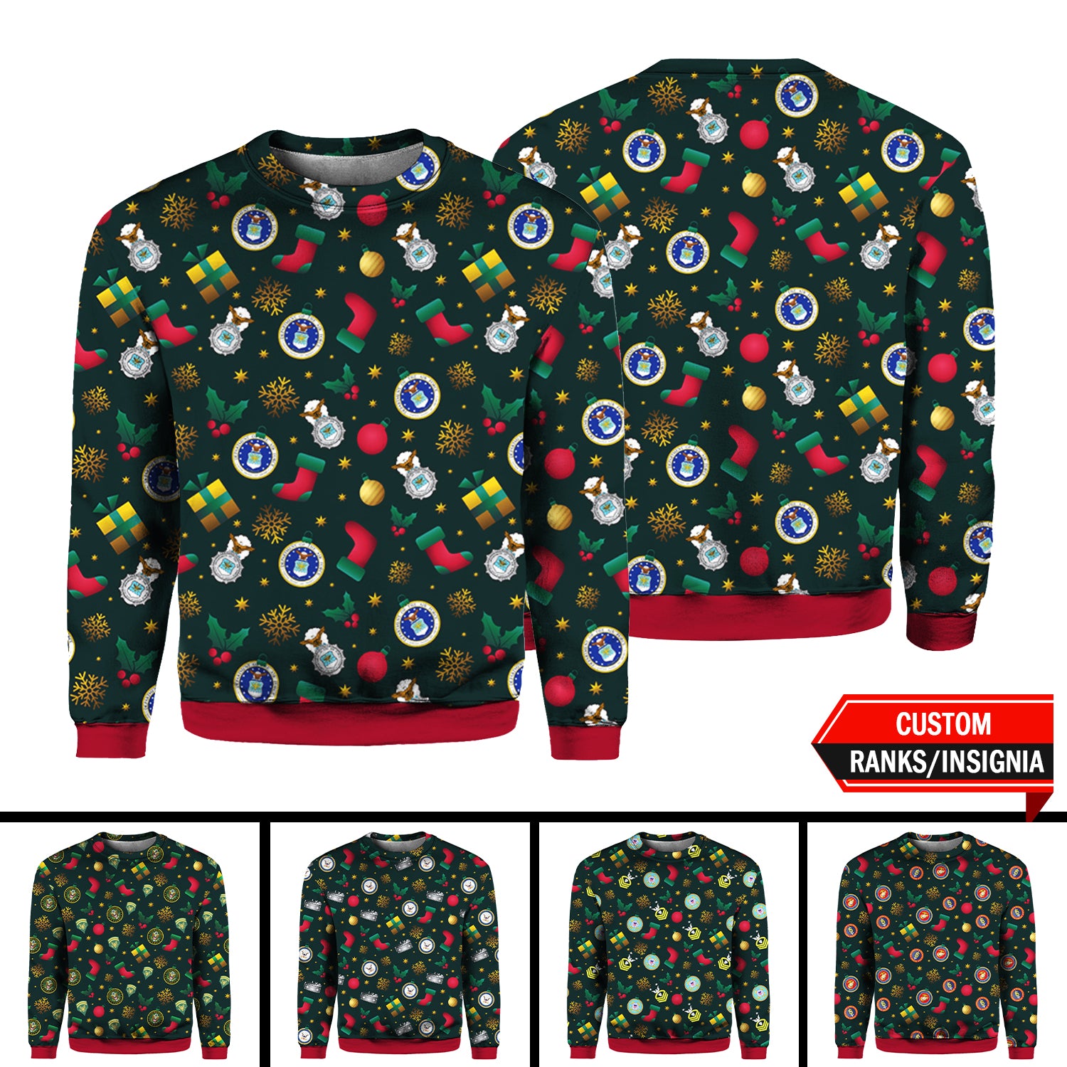 Custom US Military Ranks/Insignia 3D All Over Prints Crewneck Sweatshirt J3D12