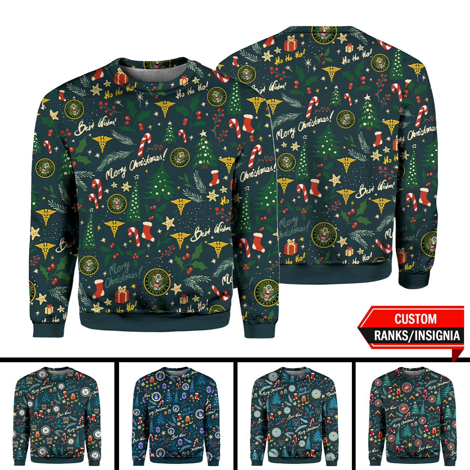 Custom US Military Ranks/Insignia 3D All Over Prints Crewneck Sweatshirt J3D16