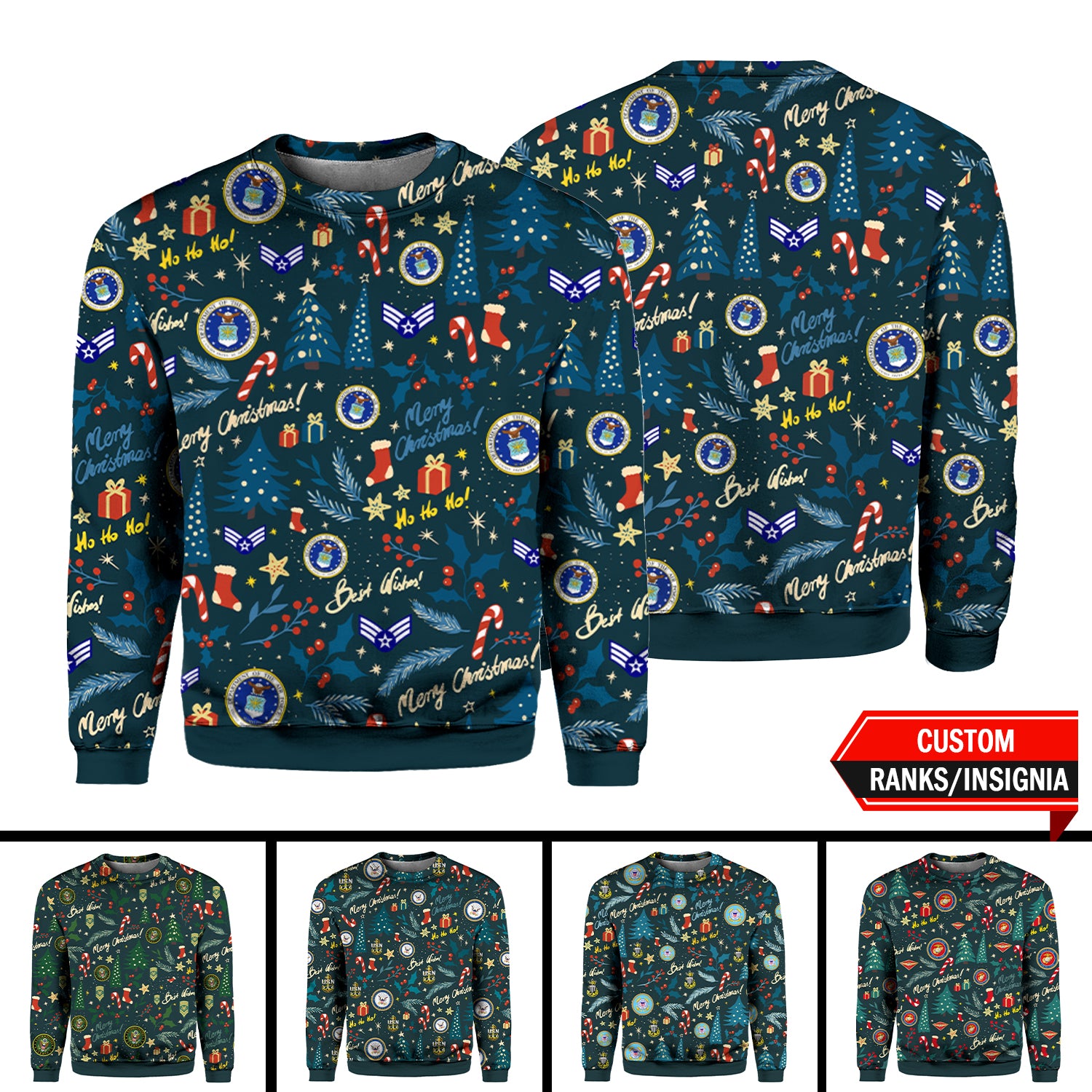 Custom US Military Ranks/Insignia 3D All Over Prints Crewneck Sweatshirt J3D16