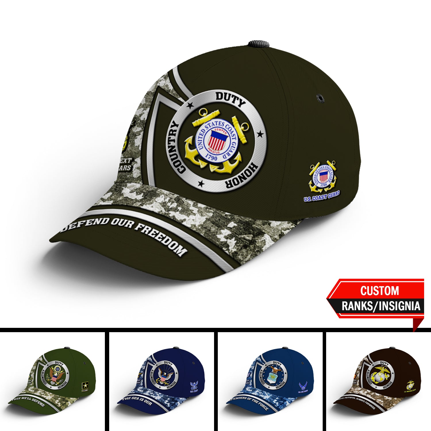 Custom Ranks/Insignia, Personalized Name And Years Served All Over Prints Premium Classic Cap JAOVC10