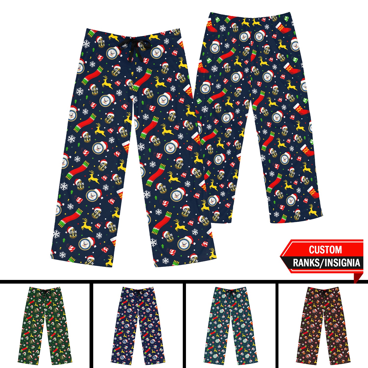 Custom US Military Ranks/Insignia All Over Prints Men's Pajama Pants J