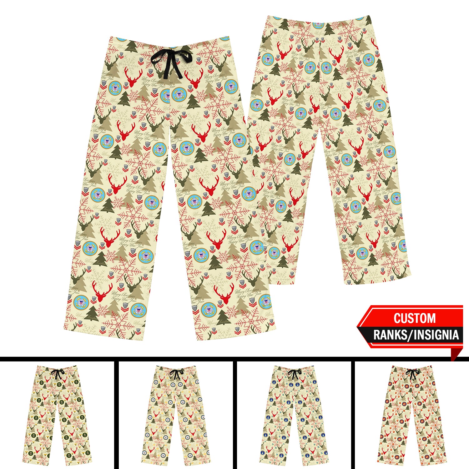 Custom US Military Ranks/Insignia All Over Prints Men's Pajama Pants JPJM02