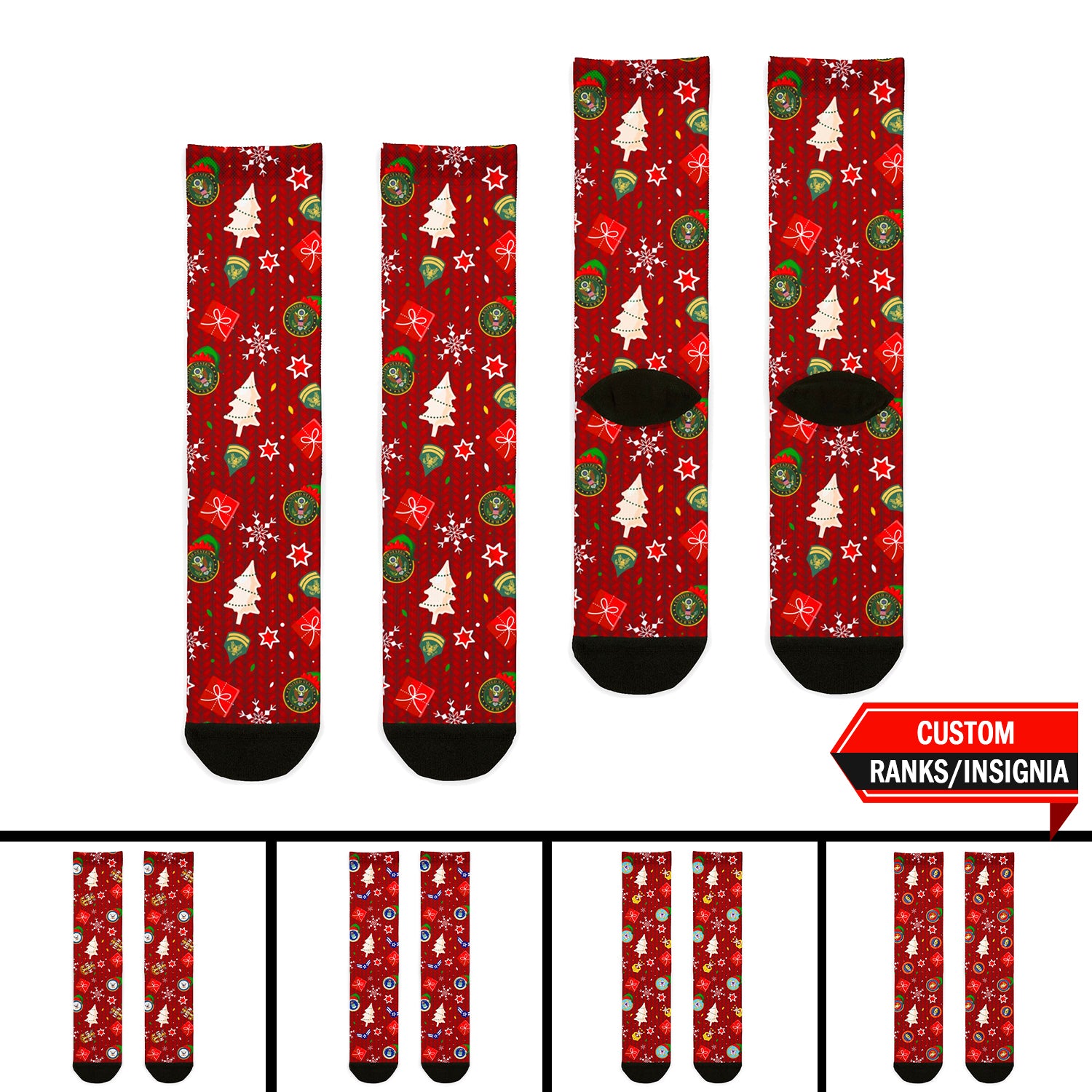 Custom US Military Ranks/Insignia All Over Prints Sublimation Crew Socks JSK06