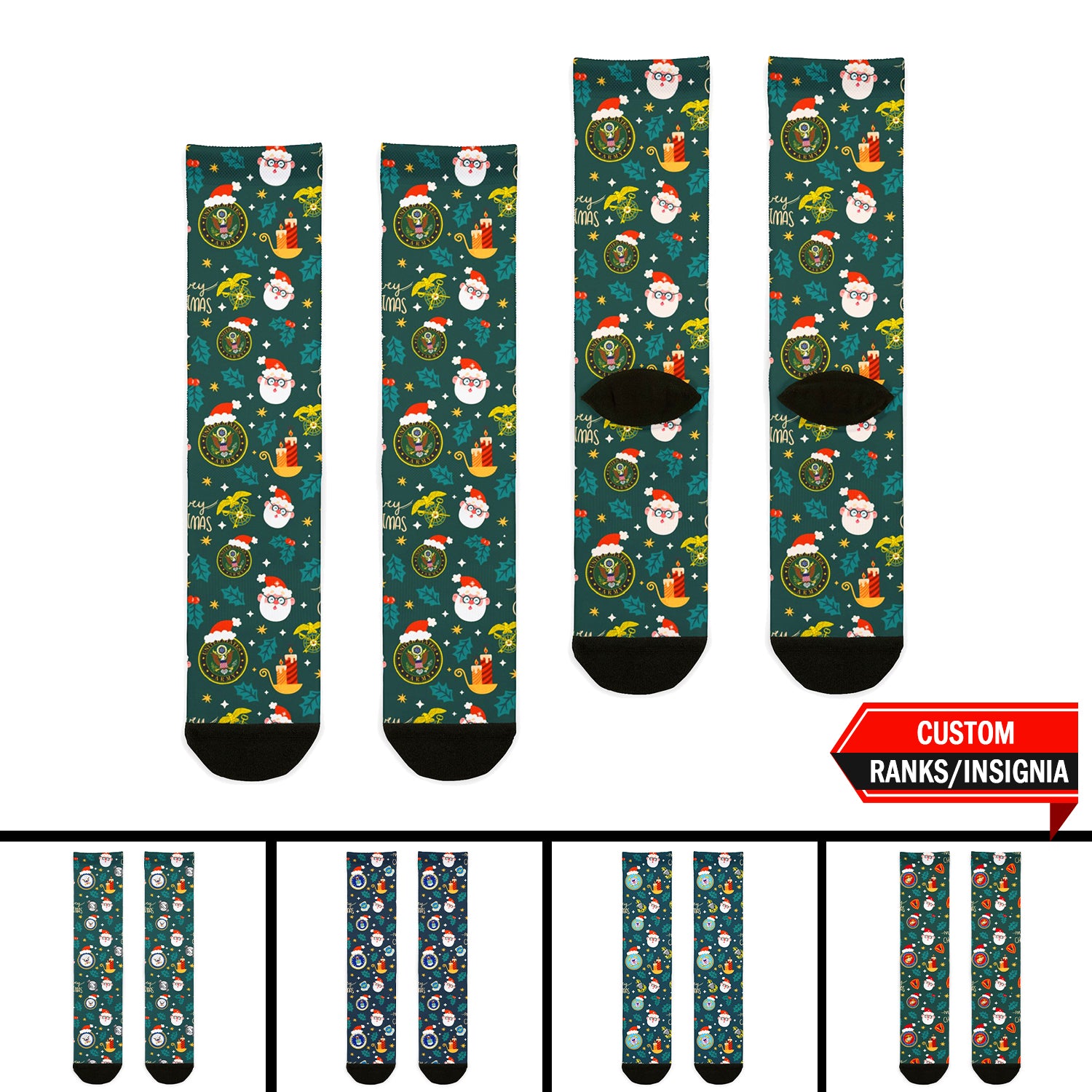 Custom US Military Ranks/Insignia All Over Prints Sublimation Crew Socks JSK07