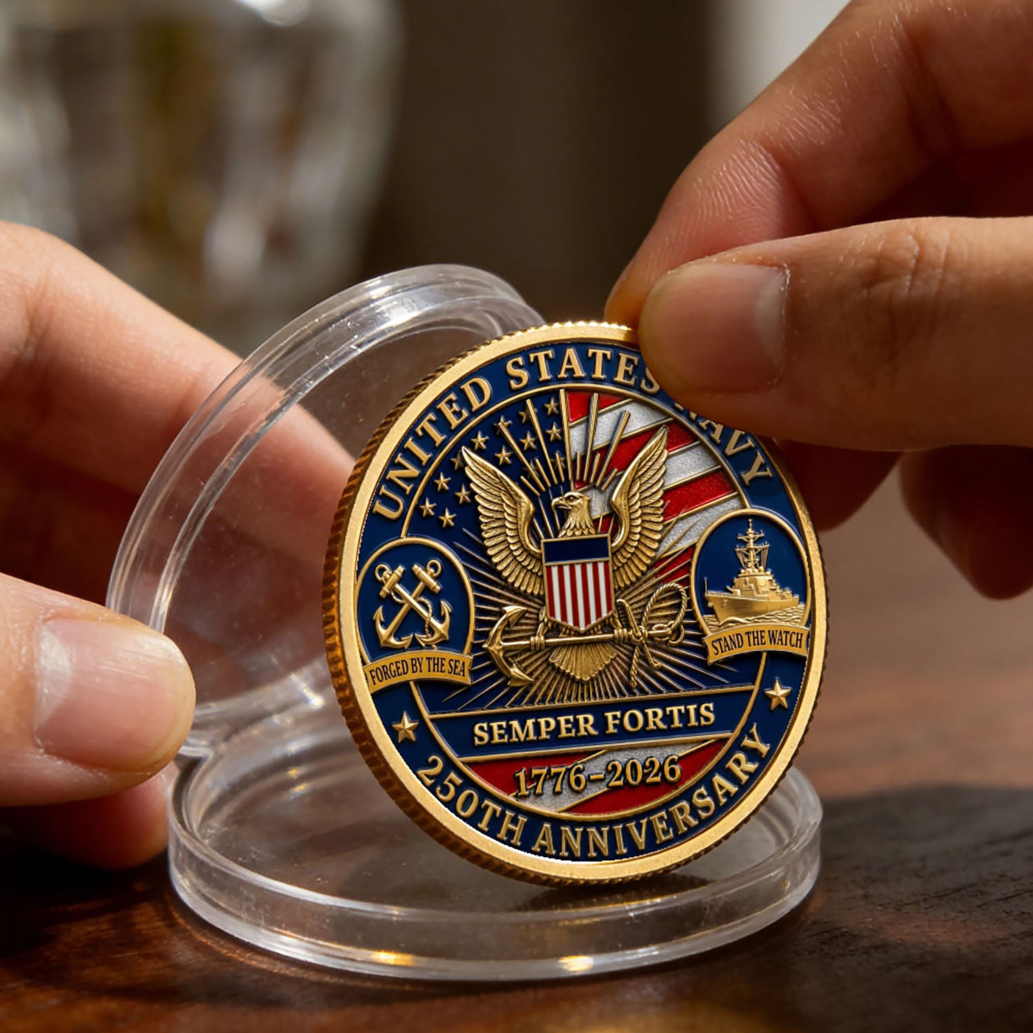 Personalized U.S. Navy 250th Anniversary Challenge Coin