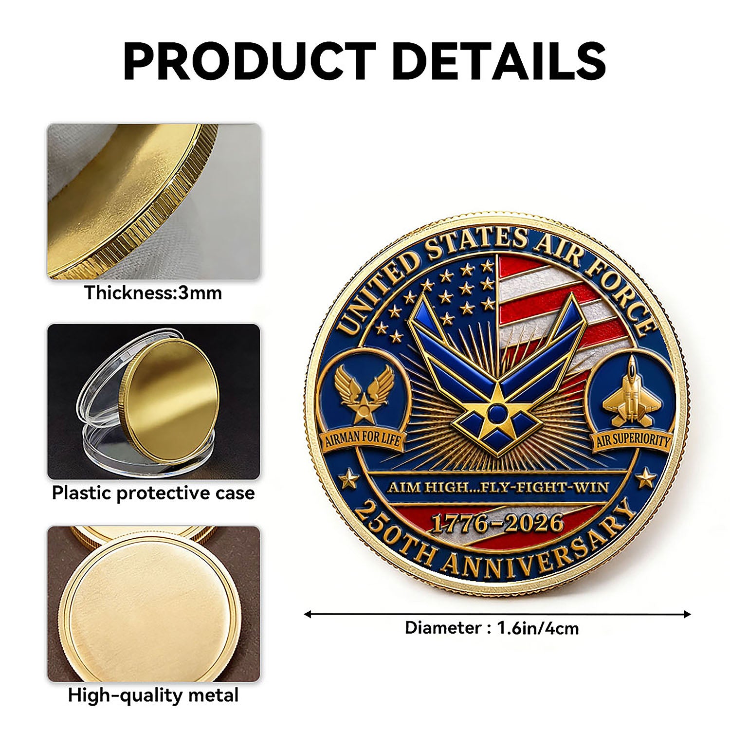 Personalized U.S. Air Force 250th Anniversary Challenge Coin