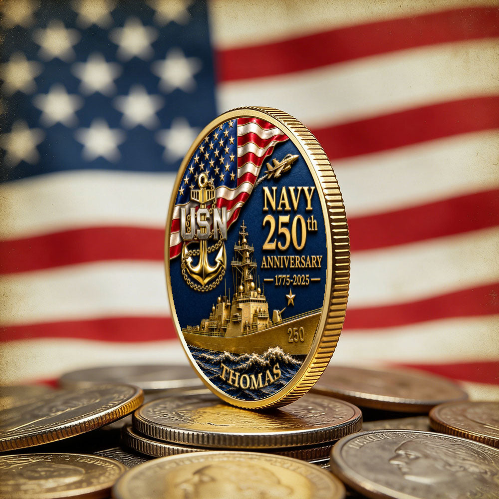 Personalized U.S.Navy 250th Anniversary Tank Challenge Coin