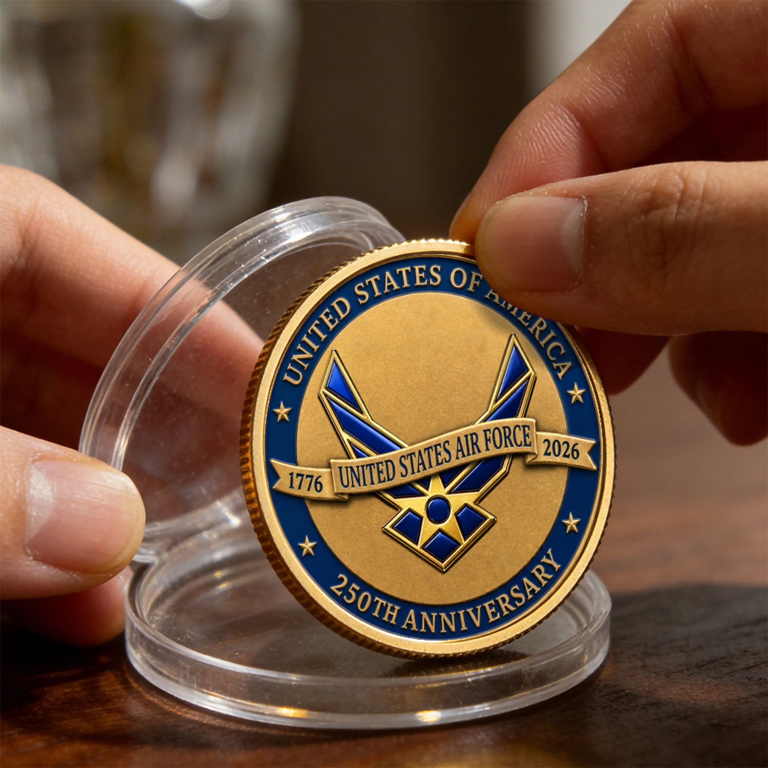 Personalized USAF Rank Name 3D Coin USA 250 Anniversary