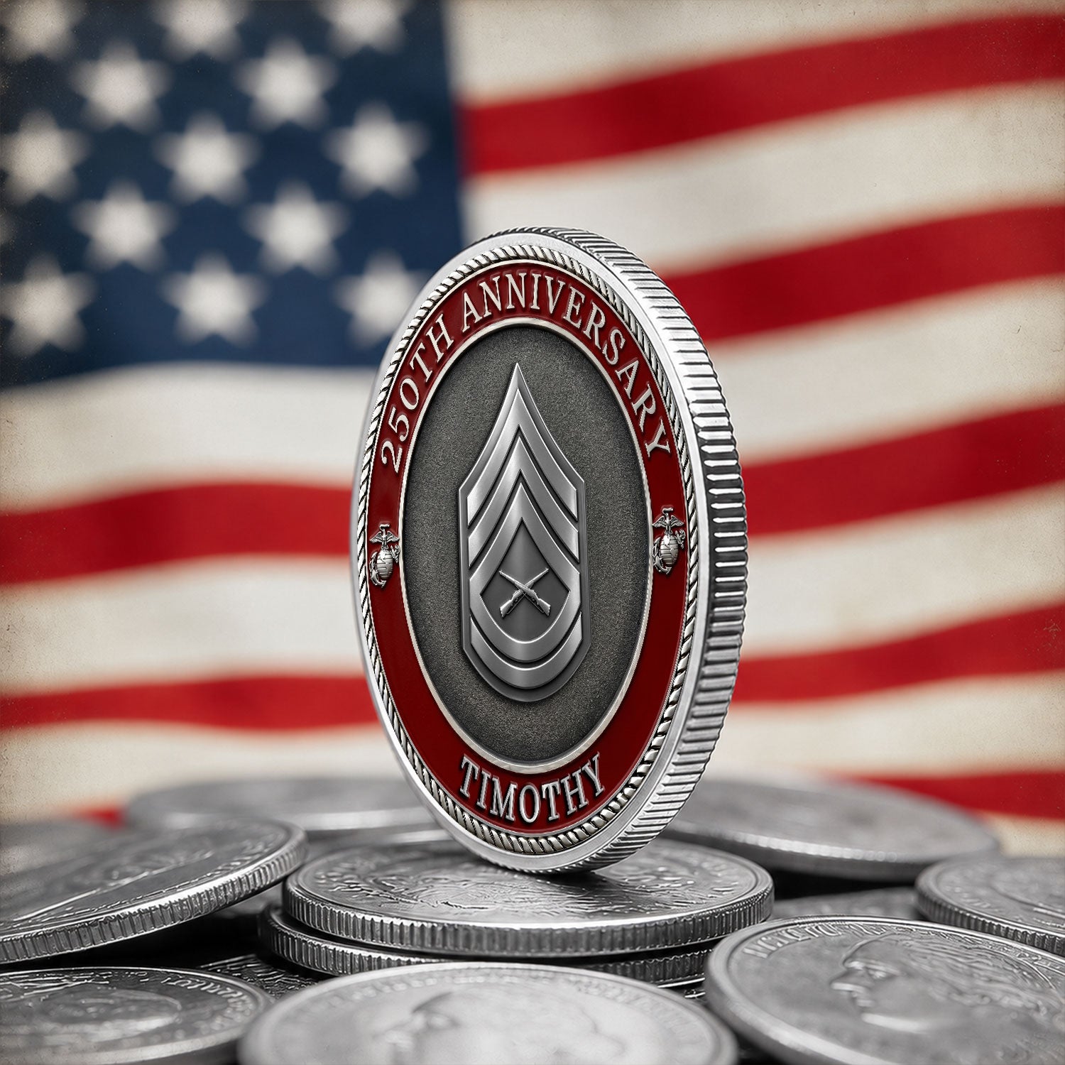 Personalized USMC Rank 3D Challenge Coin Gift
