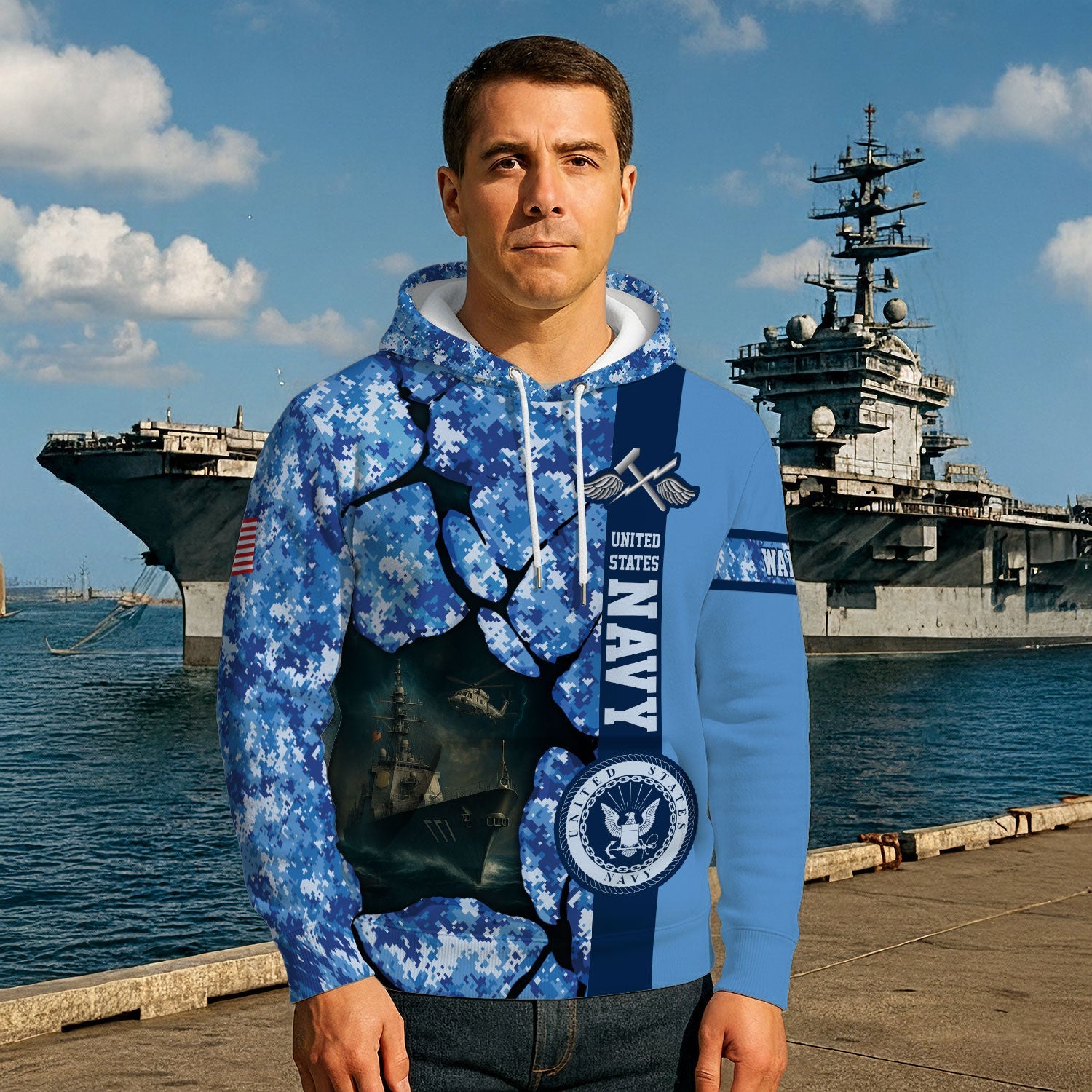 Personalized US Navy 3D All Over Print Hoodie KAH3D05