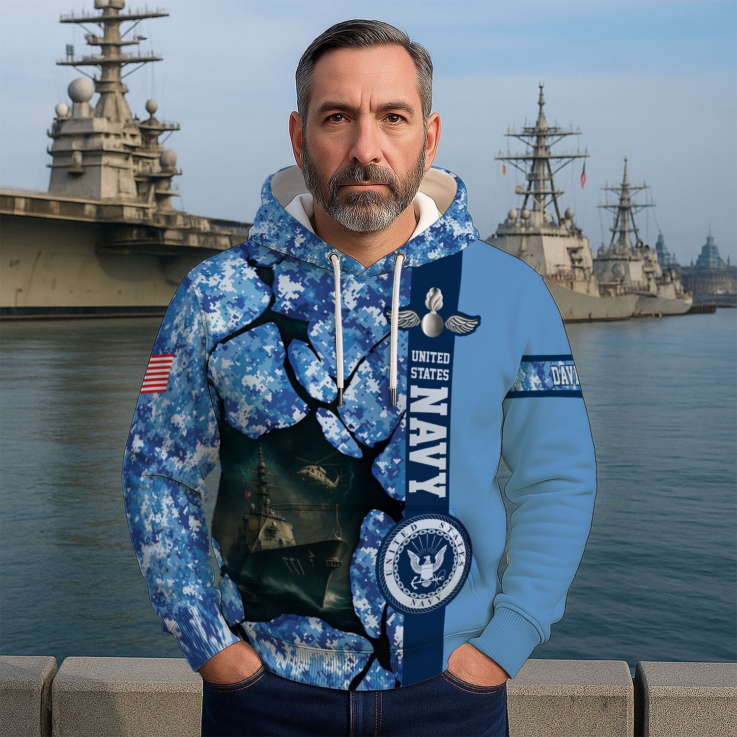 Personalized US Navy 3D All Over Print Hoodie KAH3D05