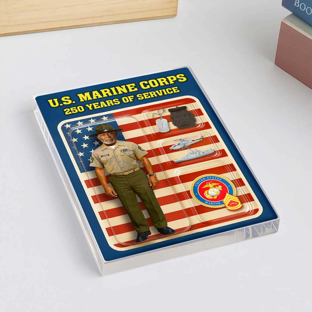 Personalized MARlNE 250th Years Of Service Custom Figure MARlNE Enlisted Service Dress Uniform Acrylic Block