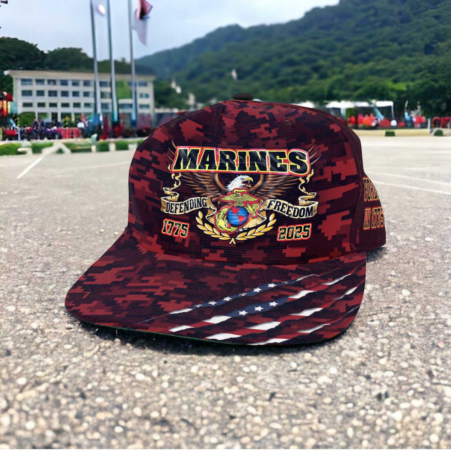 USMC Defending Freedom 1775-2025 All Over Prints Premium Classic Cap