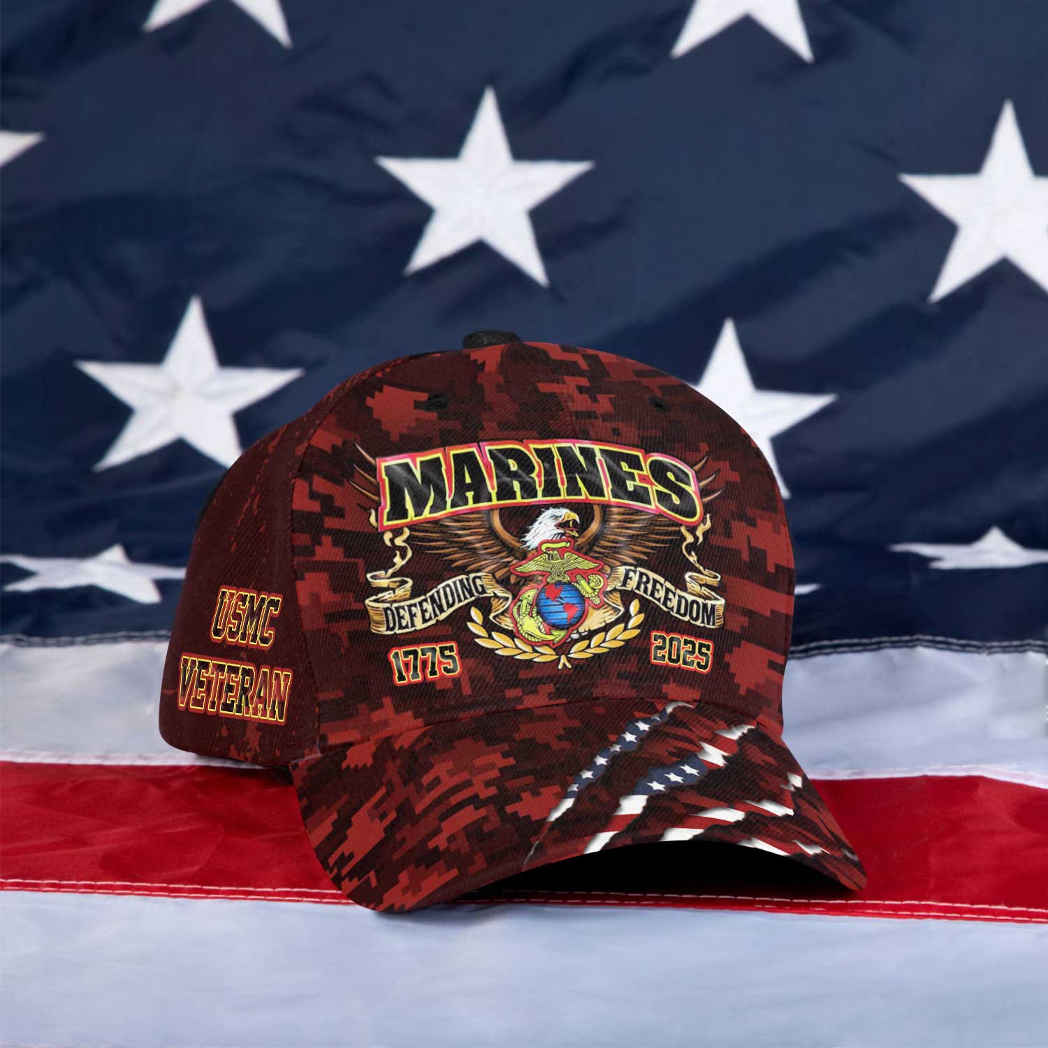 USMC Defending Freedom 1775-2025 All Over Prints Premium Classic Cap