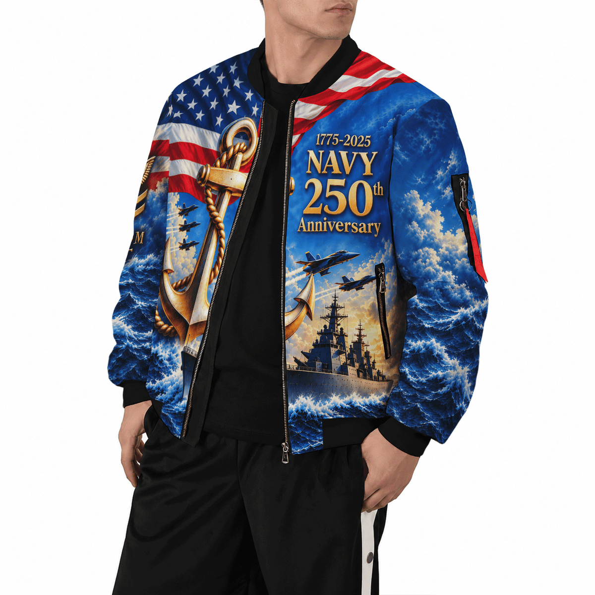 Personalized Navy Sailor Bomber Jacket Custom Rank Name Gift