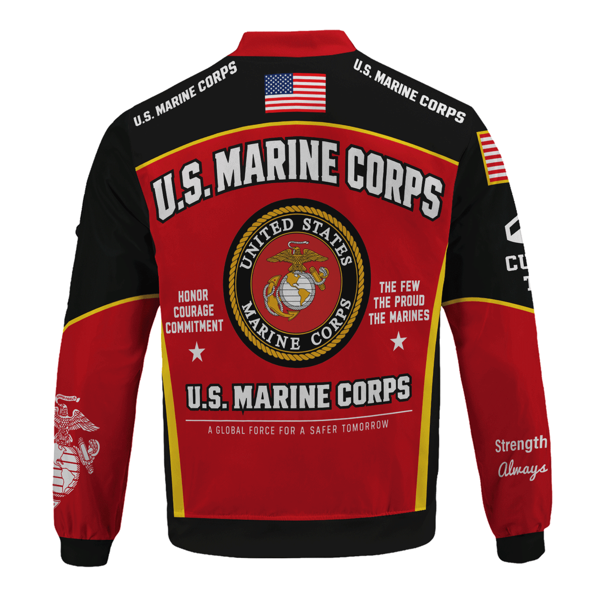 U.S. Marine Corps Military Bomber Jacket Custom Name Rank for Veterans
