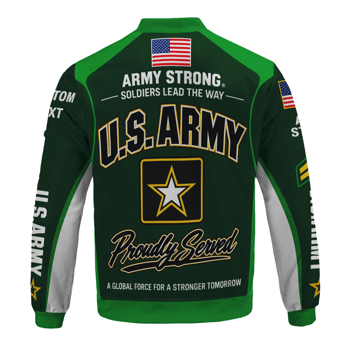 U.S. Army Veteran Jacket Personalized Rank Name All-Over Print Bomber