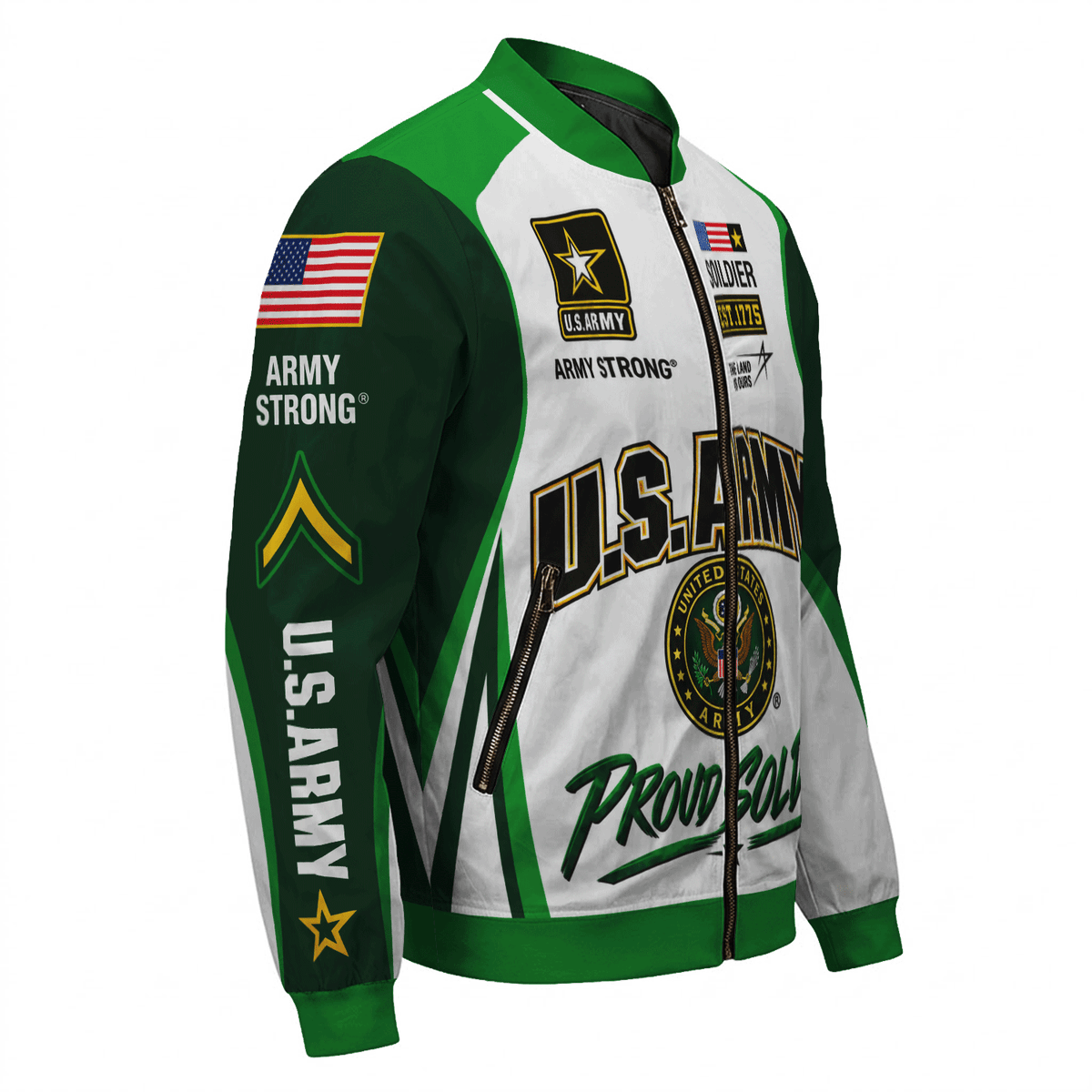U.S. Army Veteran Jacket Personalized Rank Name All-Over Print Bomber