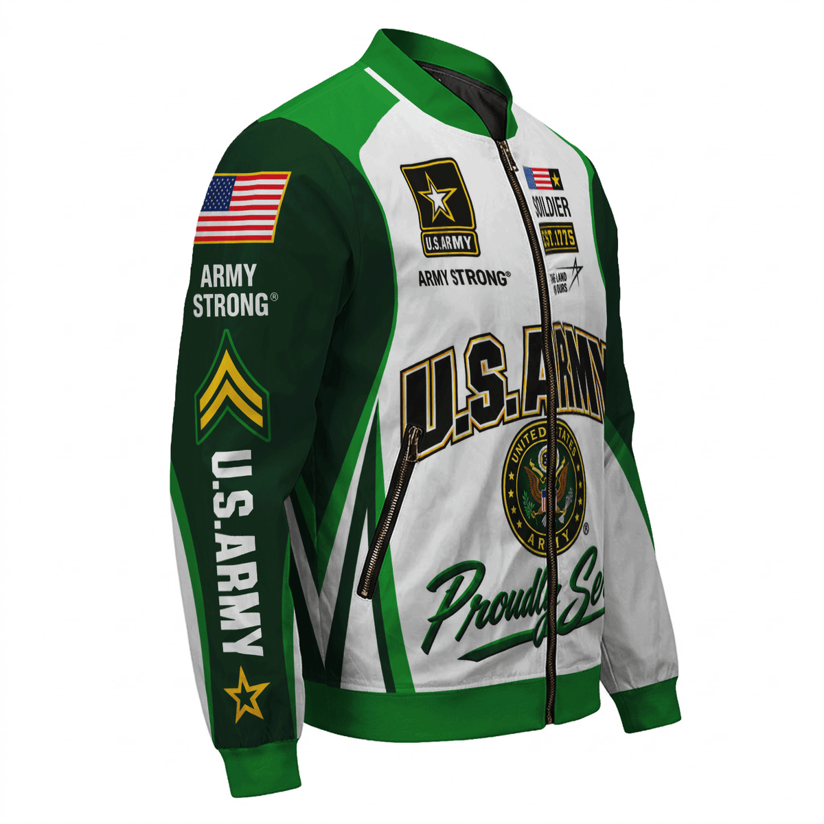 U.S. Army Veteran Jacket Personalized Rank Name All-Over Print Bomber