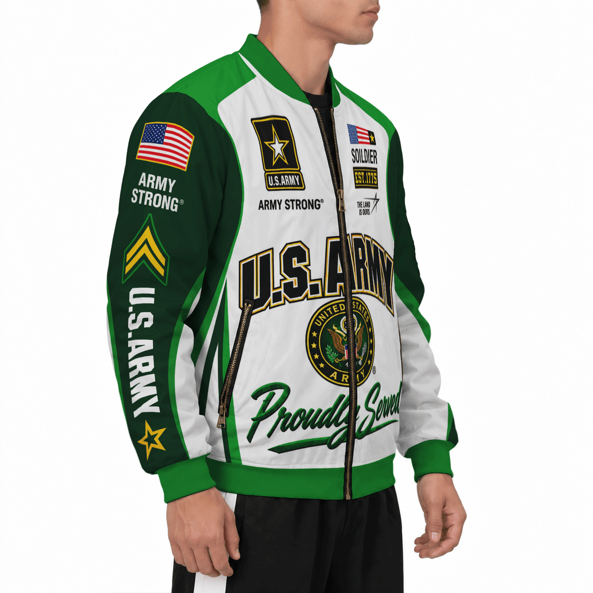 U.S. Army Veteran Jacket Personalized Rank Name All-Over Print Bomber